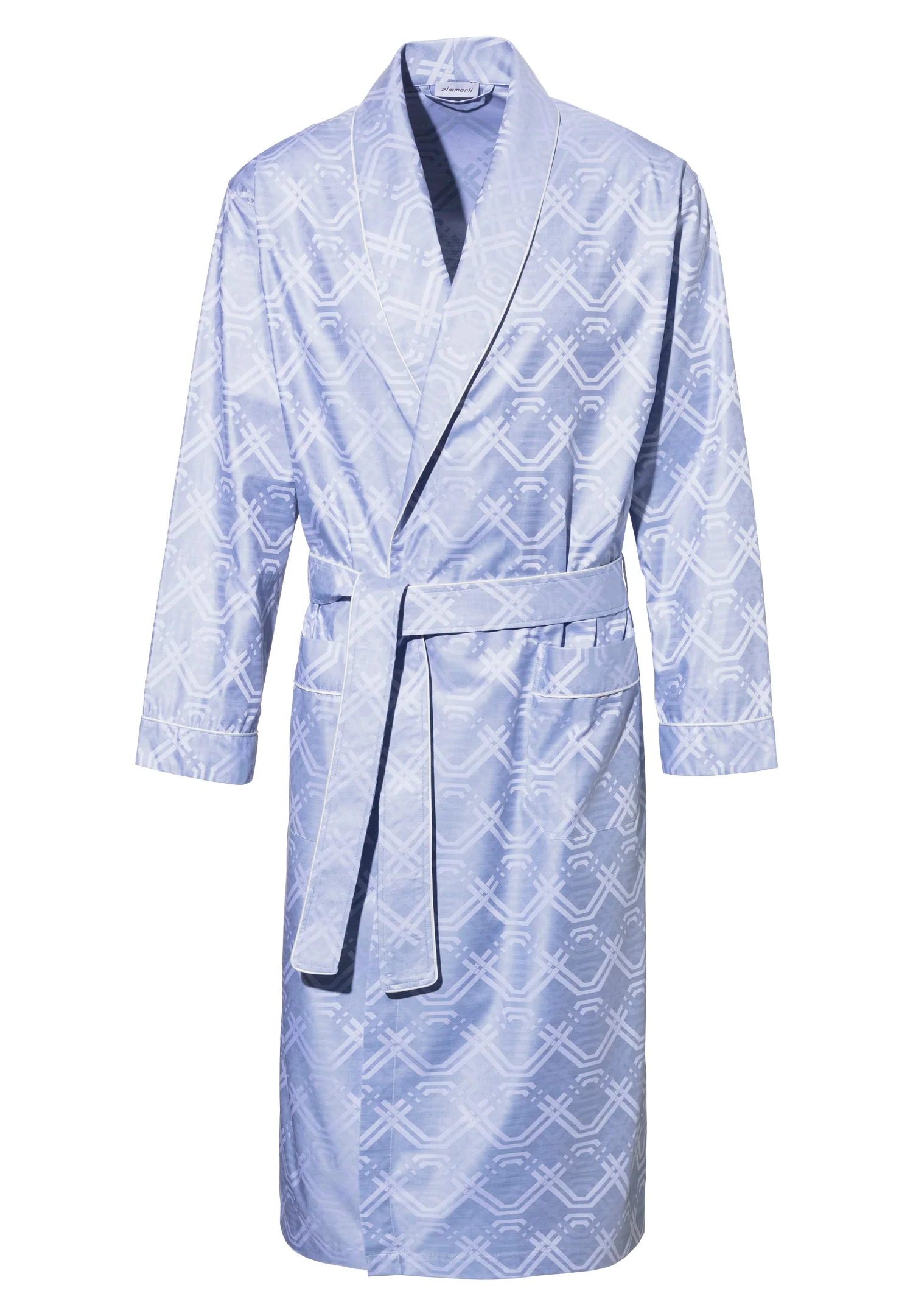Luxury Jacquard | Morgenmantel lang - geo medium blue - Image 2