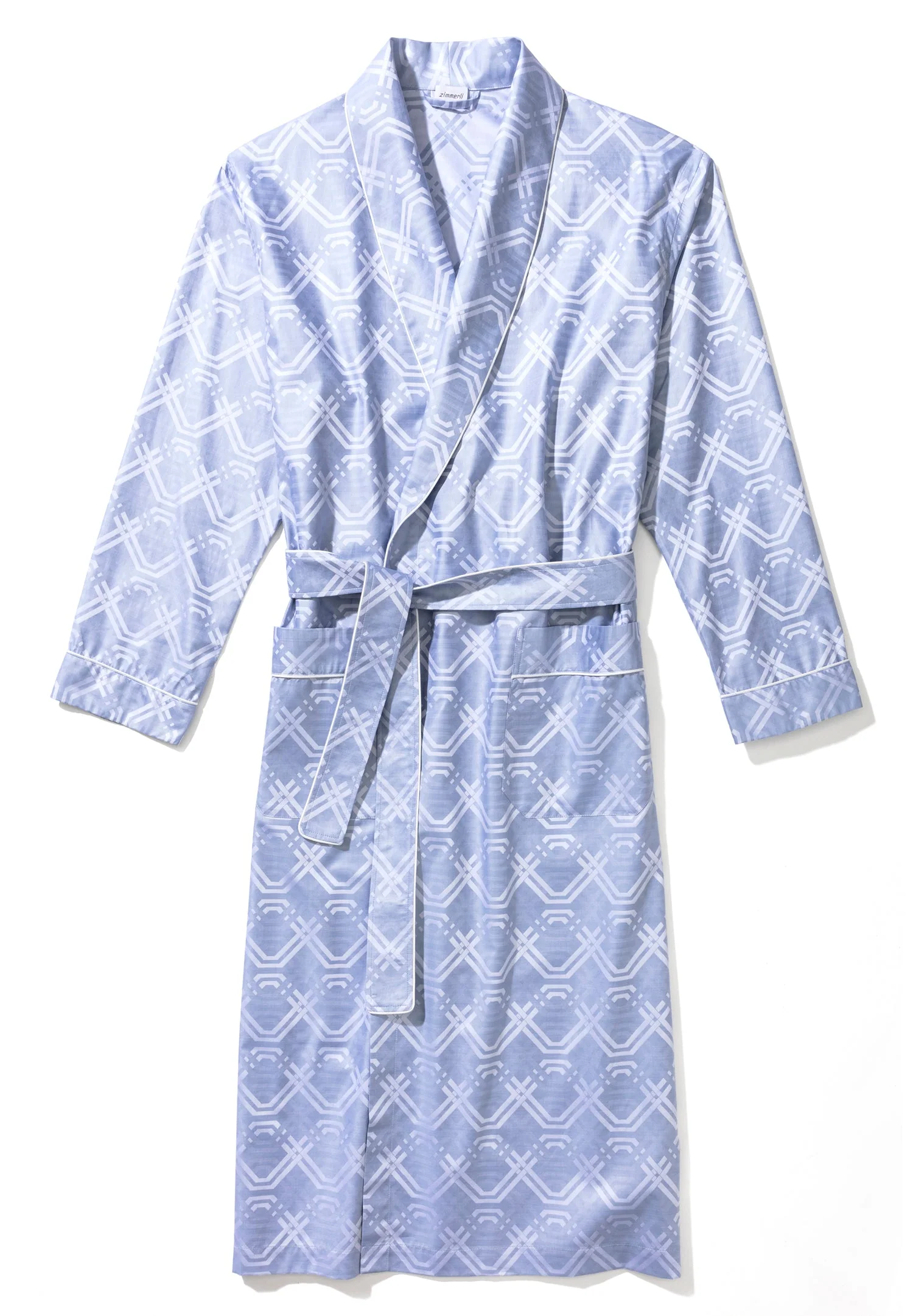 Luxury Jacquard | Morgenmantel lang - geo medium blue - Image 5