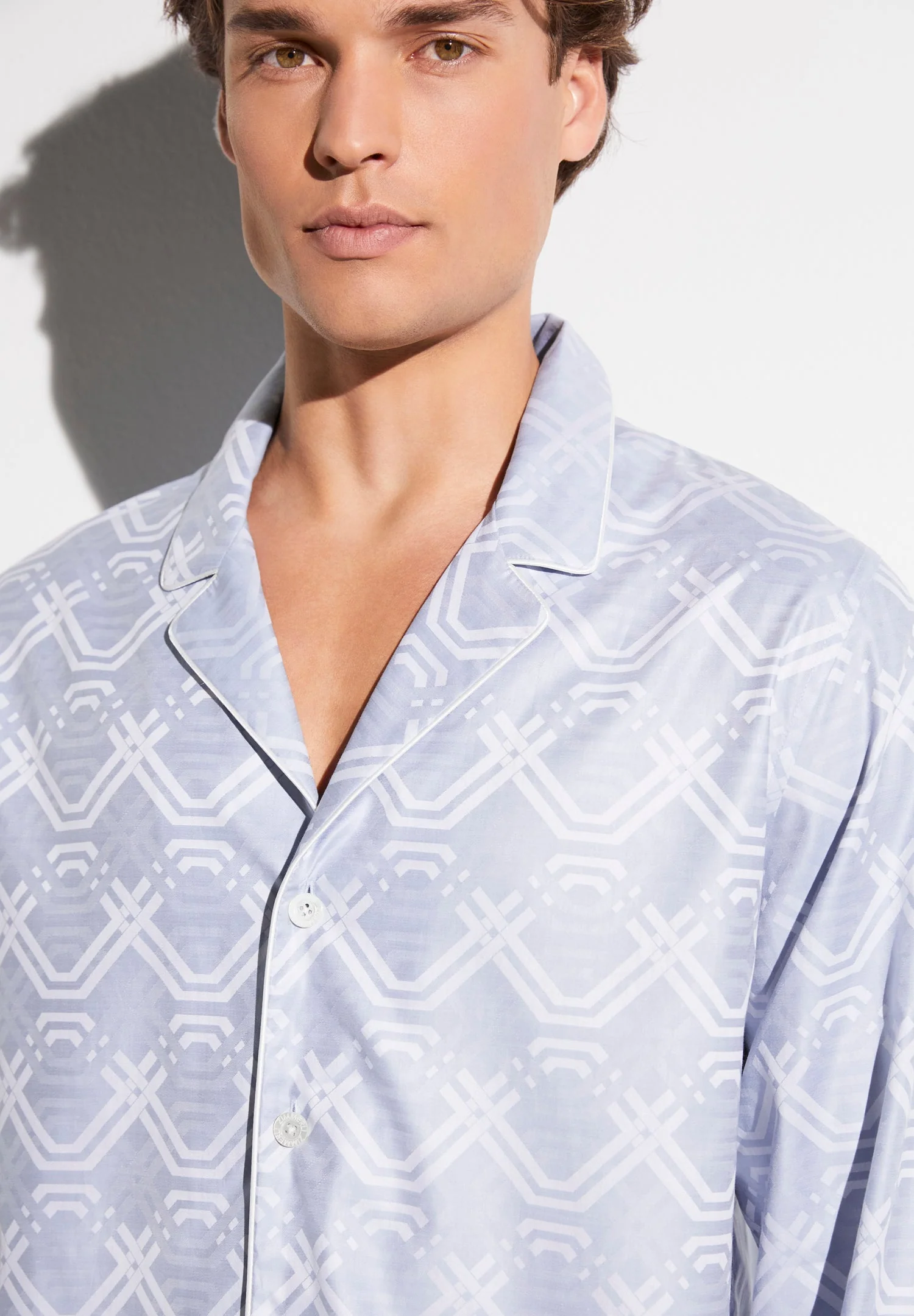 Luxury Jacquard | Pyjama lang - geo medium blue - Image 3