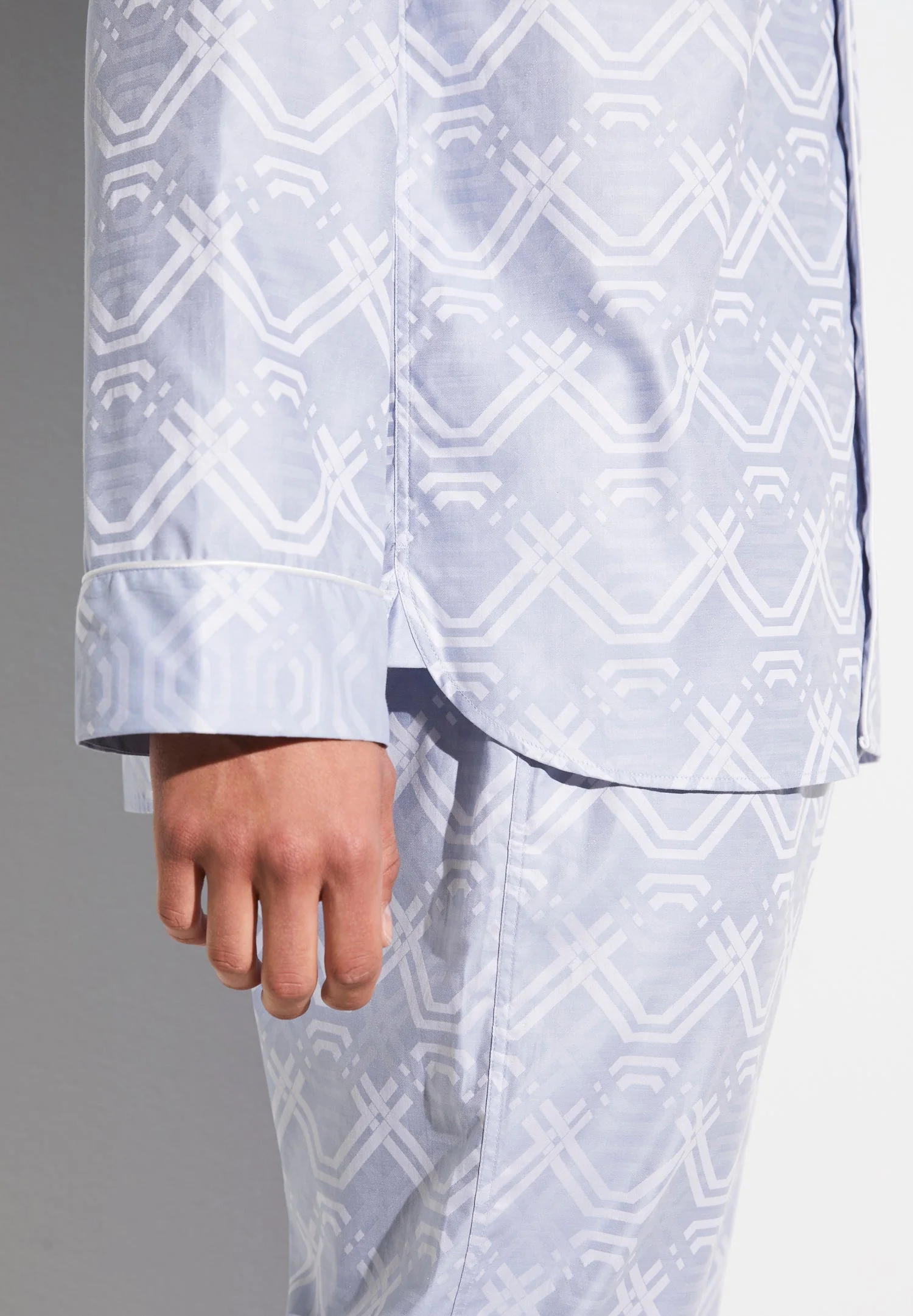 Luxury Jacquard | Pyjama lang - geo medium blue - Image 4