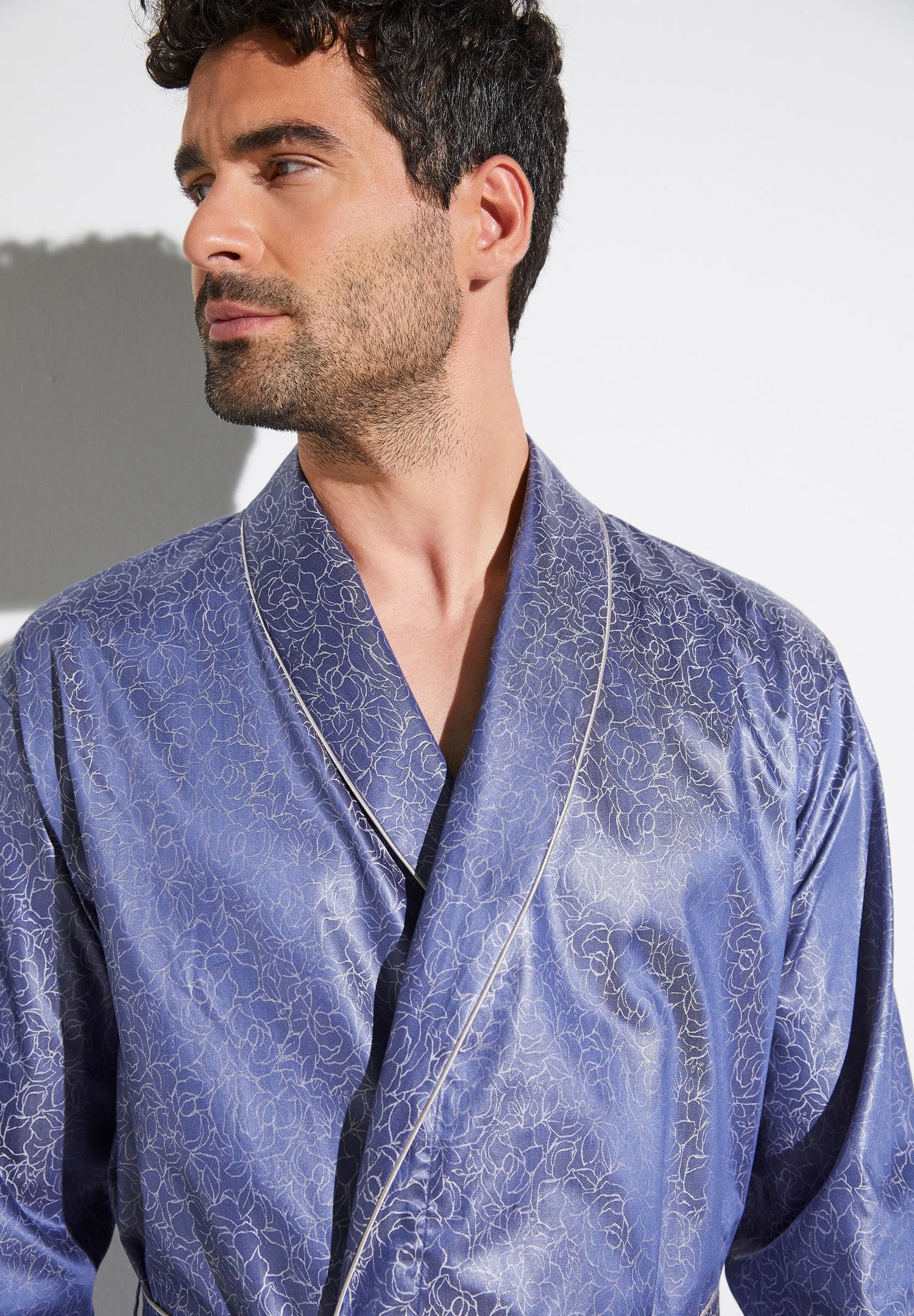 Luxury Jaquards | Morgenmantel lang - blue - Image 3