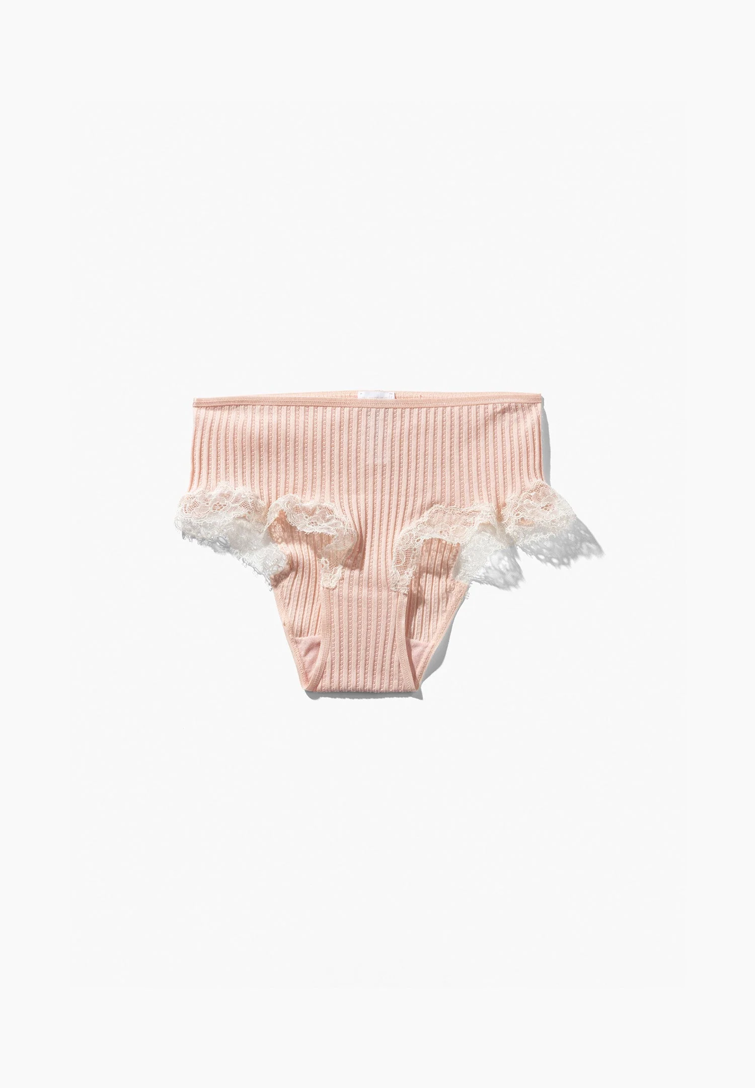Maude Privé | Hipster aus Ajouré-Rippe mit Spitze aus Calais, hoher Beinausschnitt - blush - Image 6