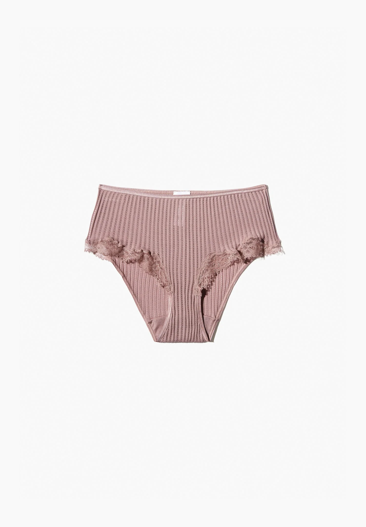 Maude Privé | Hipster aus Ajouré-Rippe mit Spitze aus Calais, hoher Beinausschnitt - mauve - Image 6