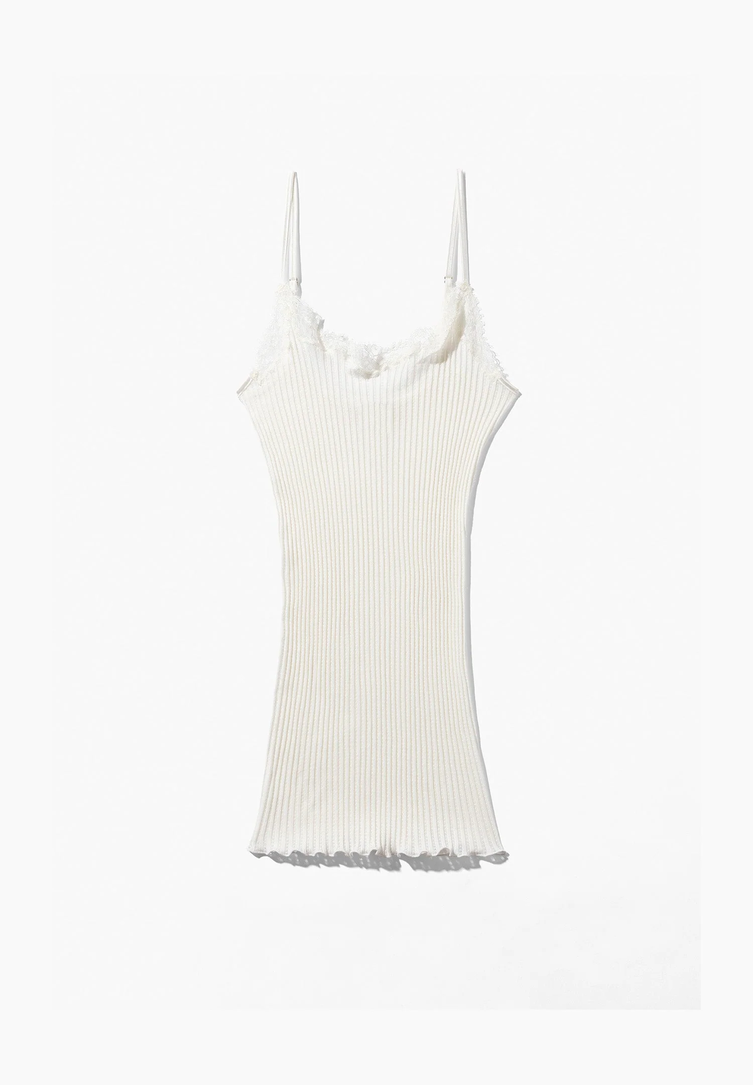 Maude Privé | Spaghetti Top aus Ajouré-Rippe mit Spitze aus Calais - écru - Image 5