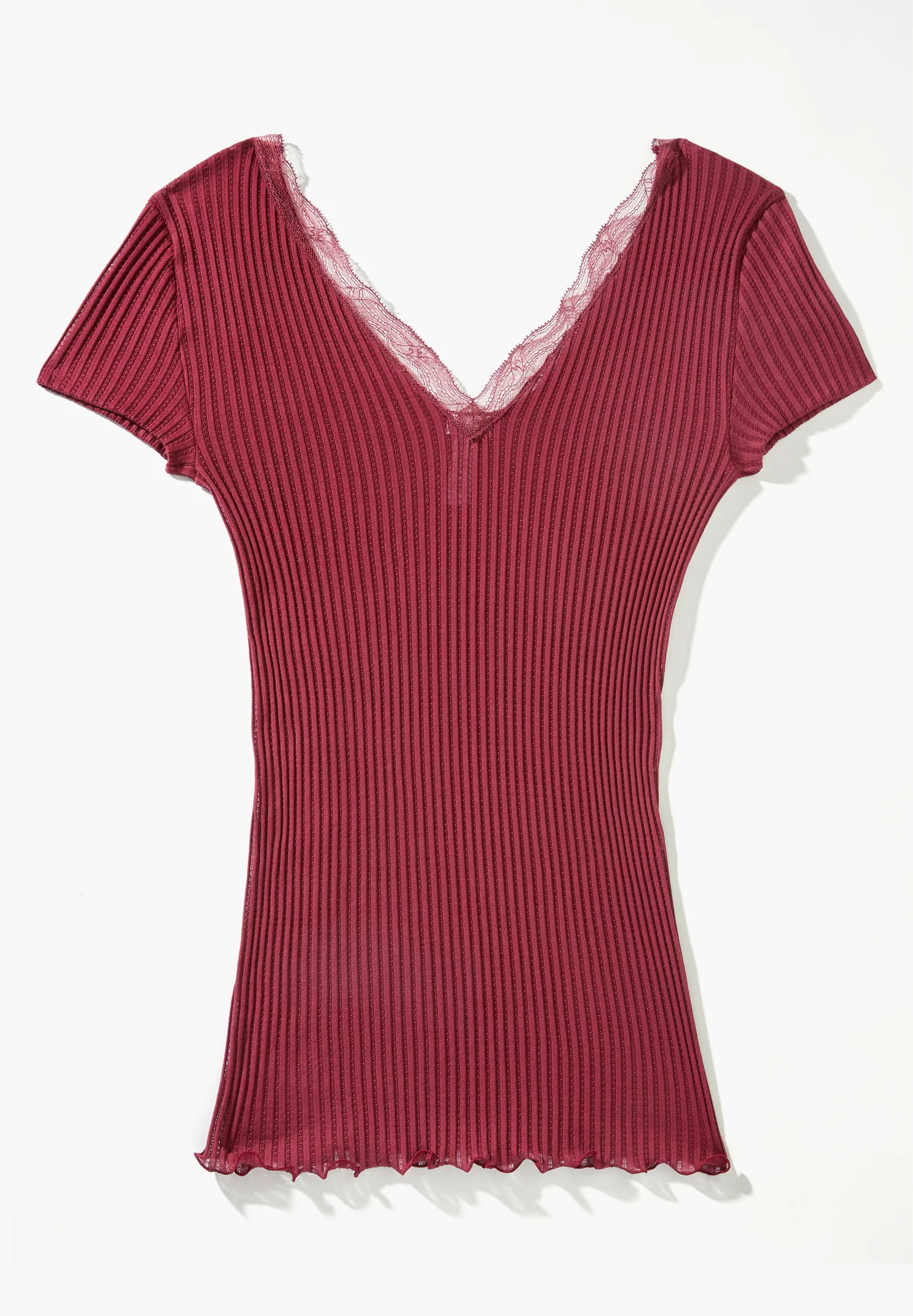 Maude Privé | T-Shirt kurzarm V-Ausschnitt - cranberry - Image 6