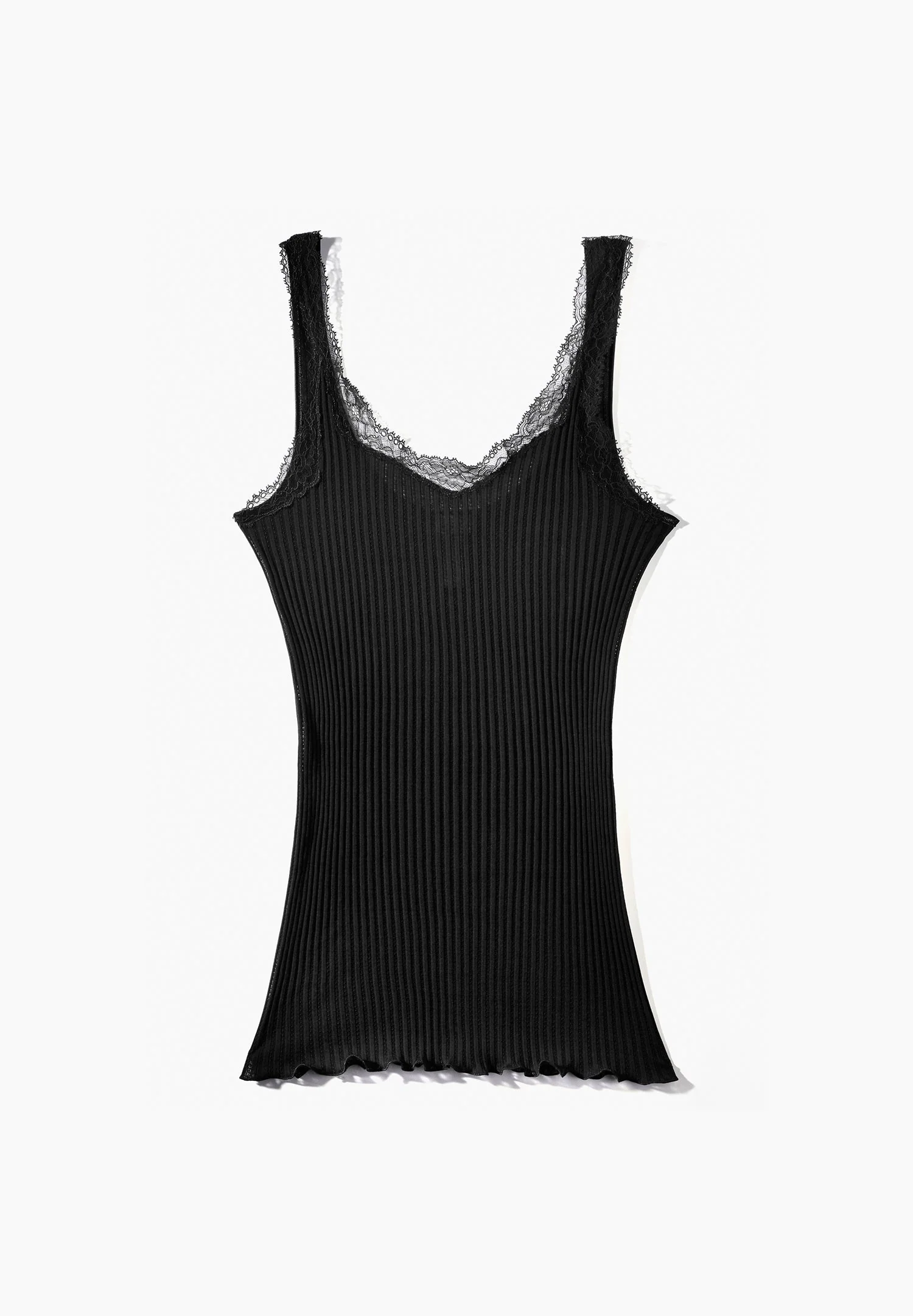 Maude Privé | Top aus Ajouré-Rippe mit Spitze aus Calais - schwarz - Image 5