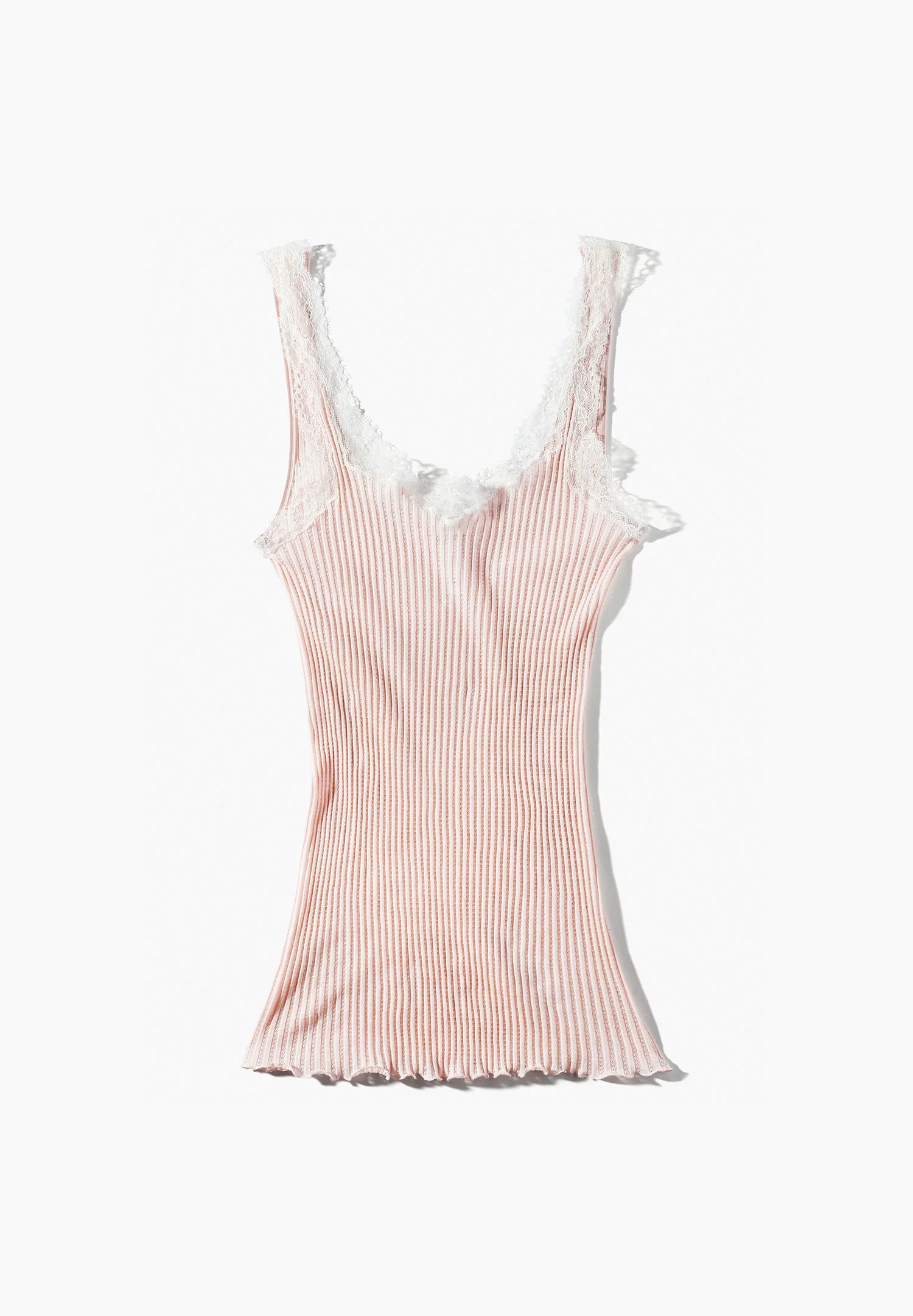 Maude Privé | Top aus Ajouré-Rippe mit Spitze aus Calais - blush - Image 5