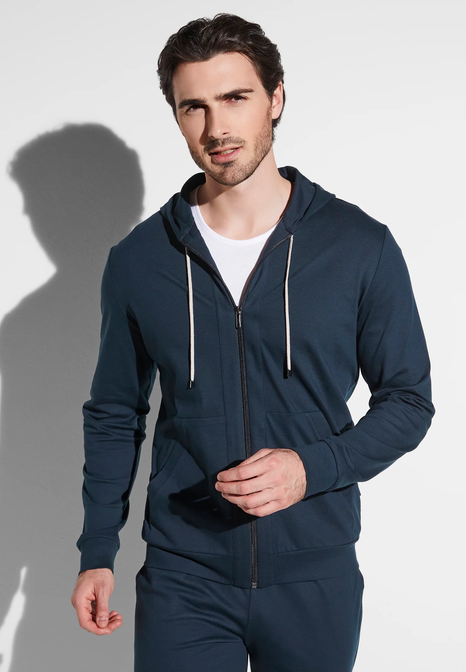 Piqué Lounge | Jacke - twilight blue