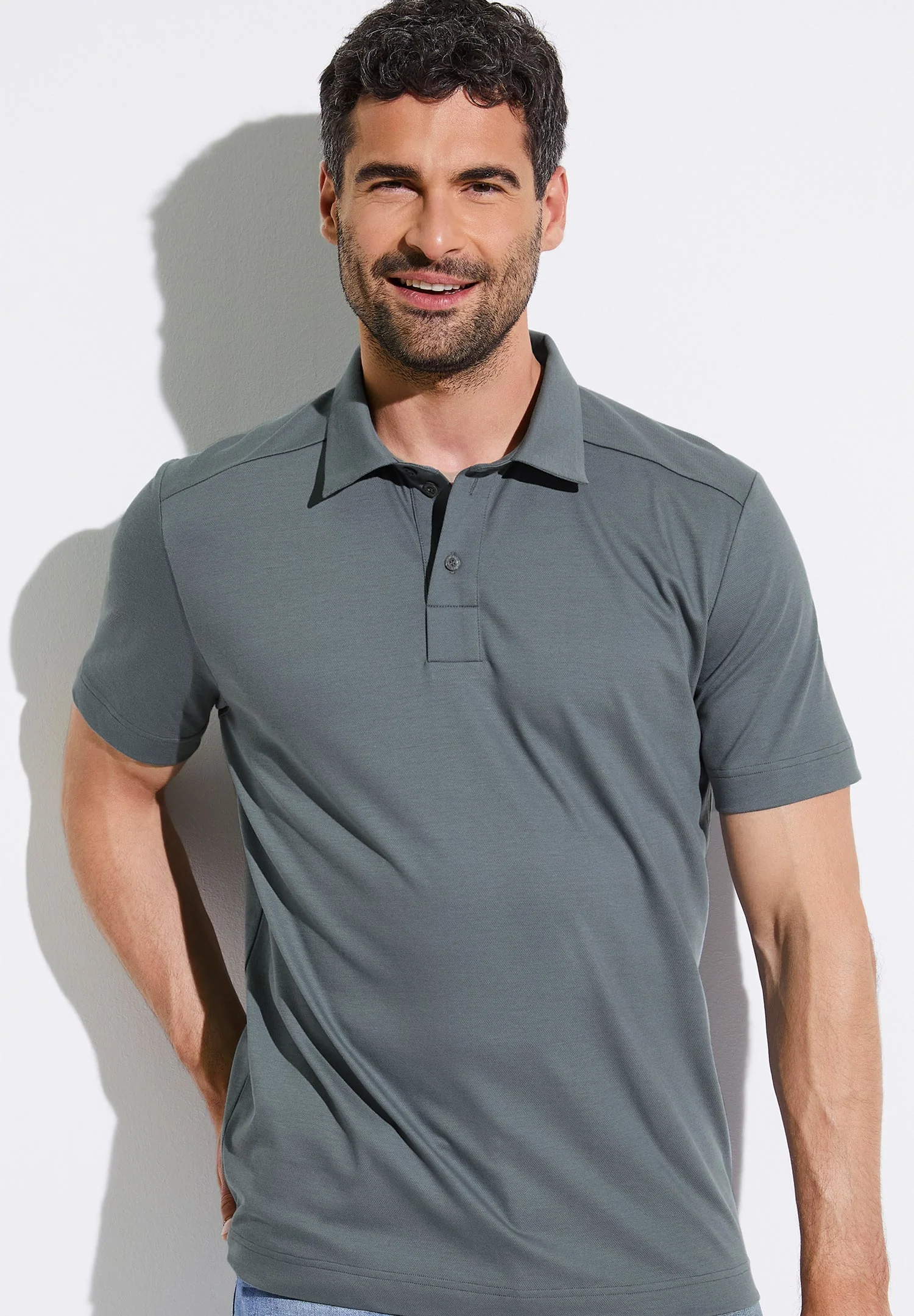 Piqué Lounge | Poloshirt kurzarm - steel blue