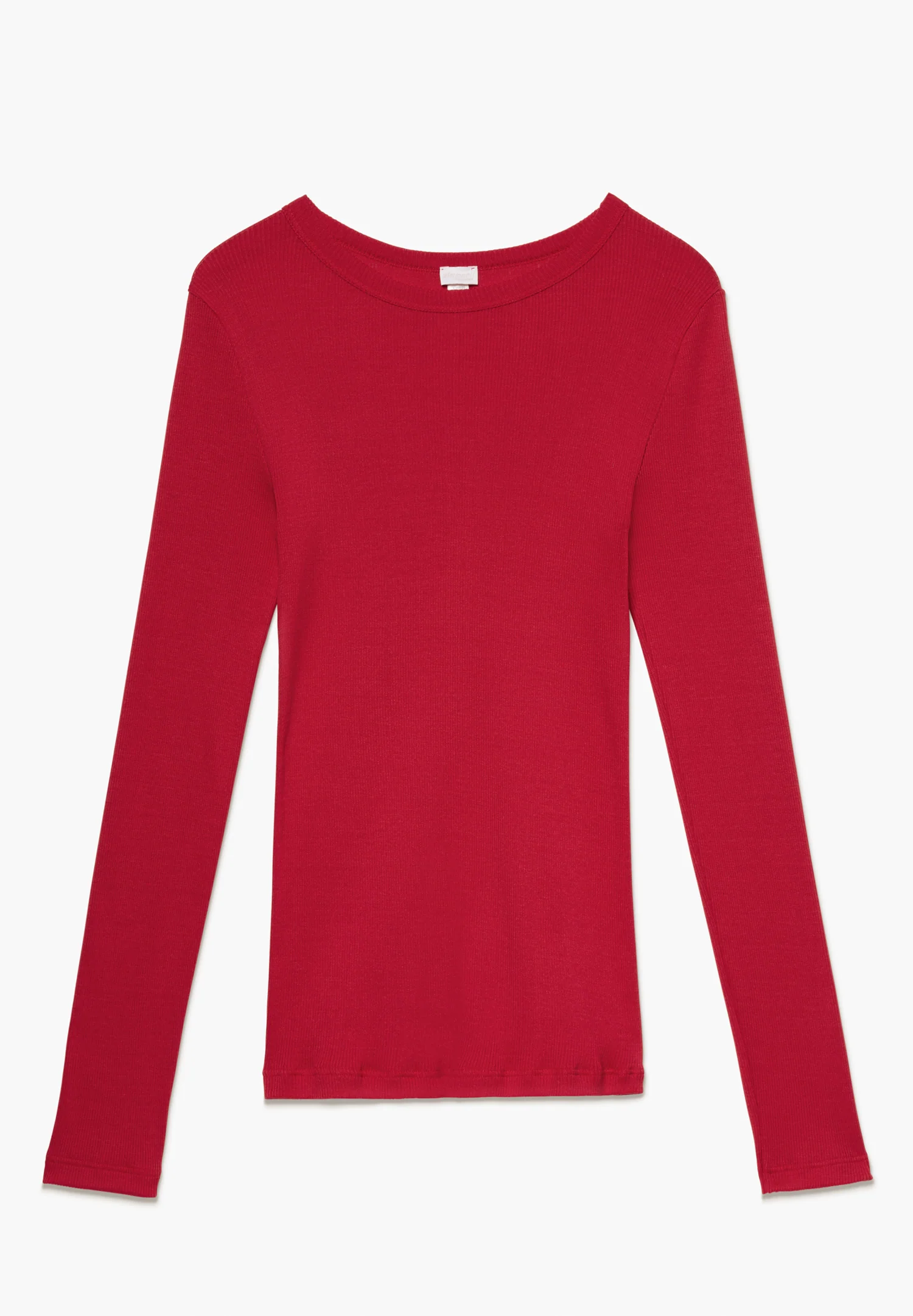 Silk/Cotton Rib | T-Shirt langarm - china red - Image 2