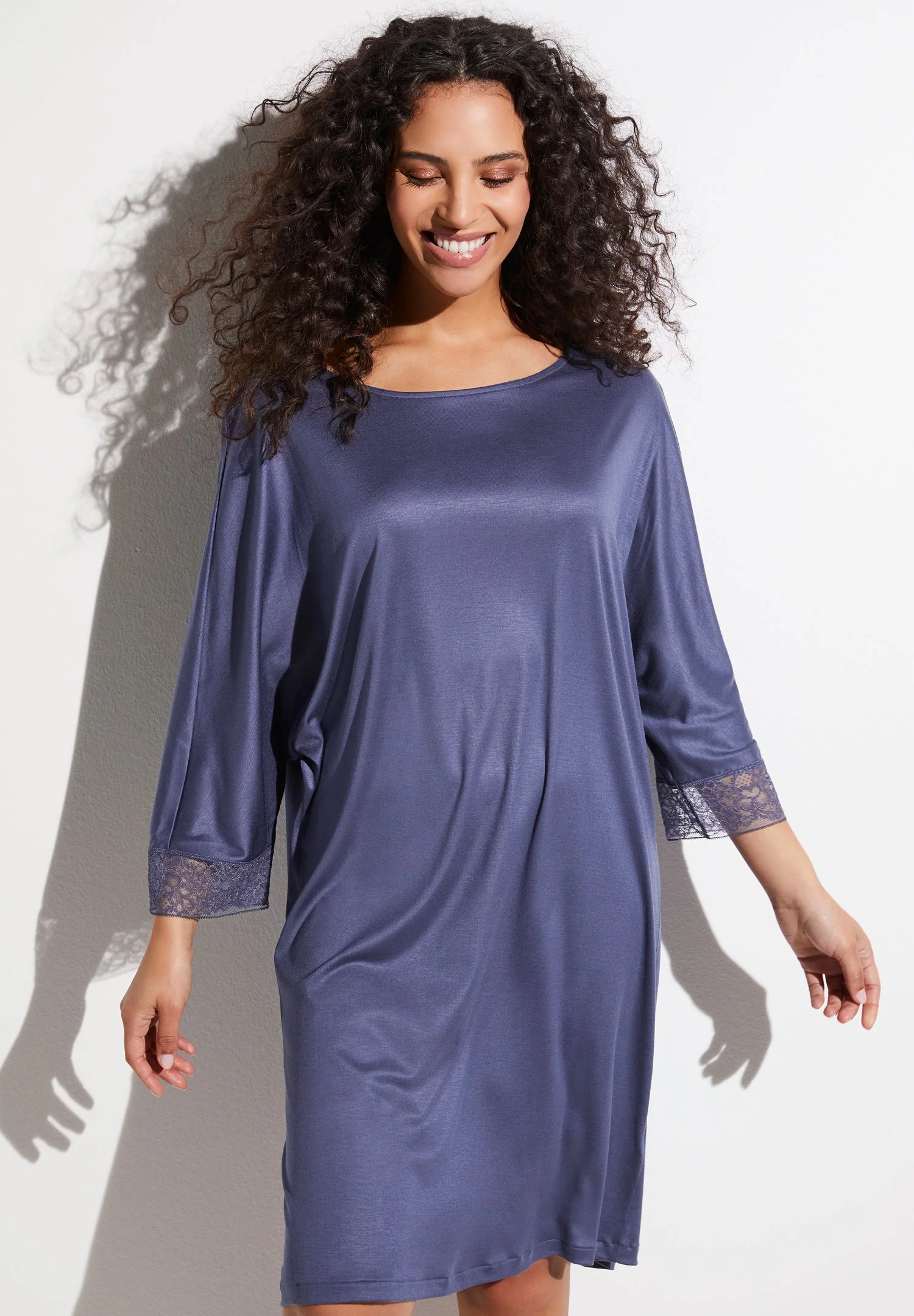 Silk Dreams | Sleepshirt 3/4-Ärmel - iris blue