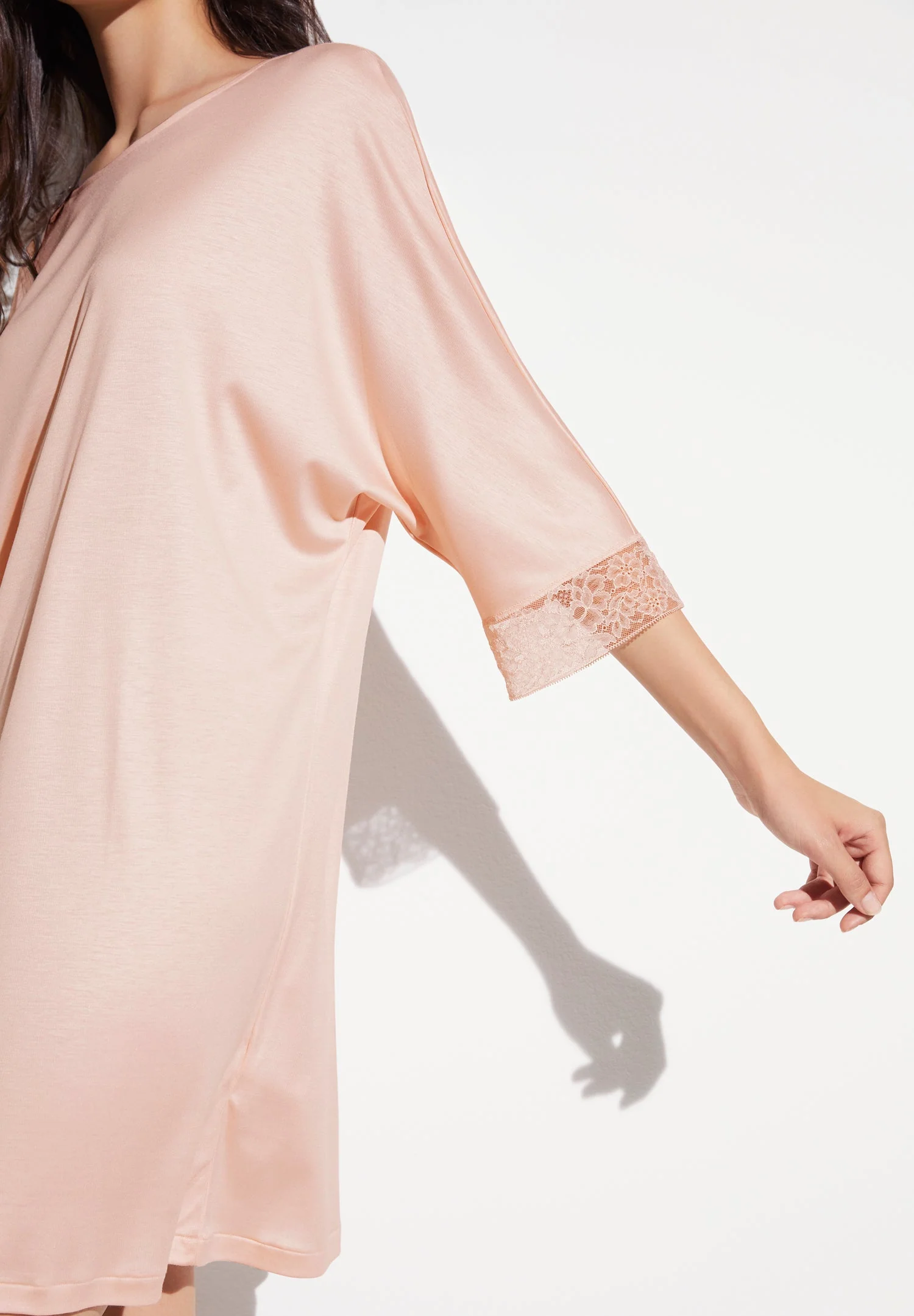 Silk Dreams | Sleepshirt 3/4-Ärmel - rose dust - Image 3