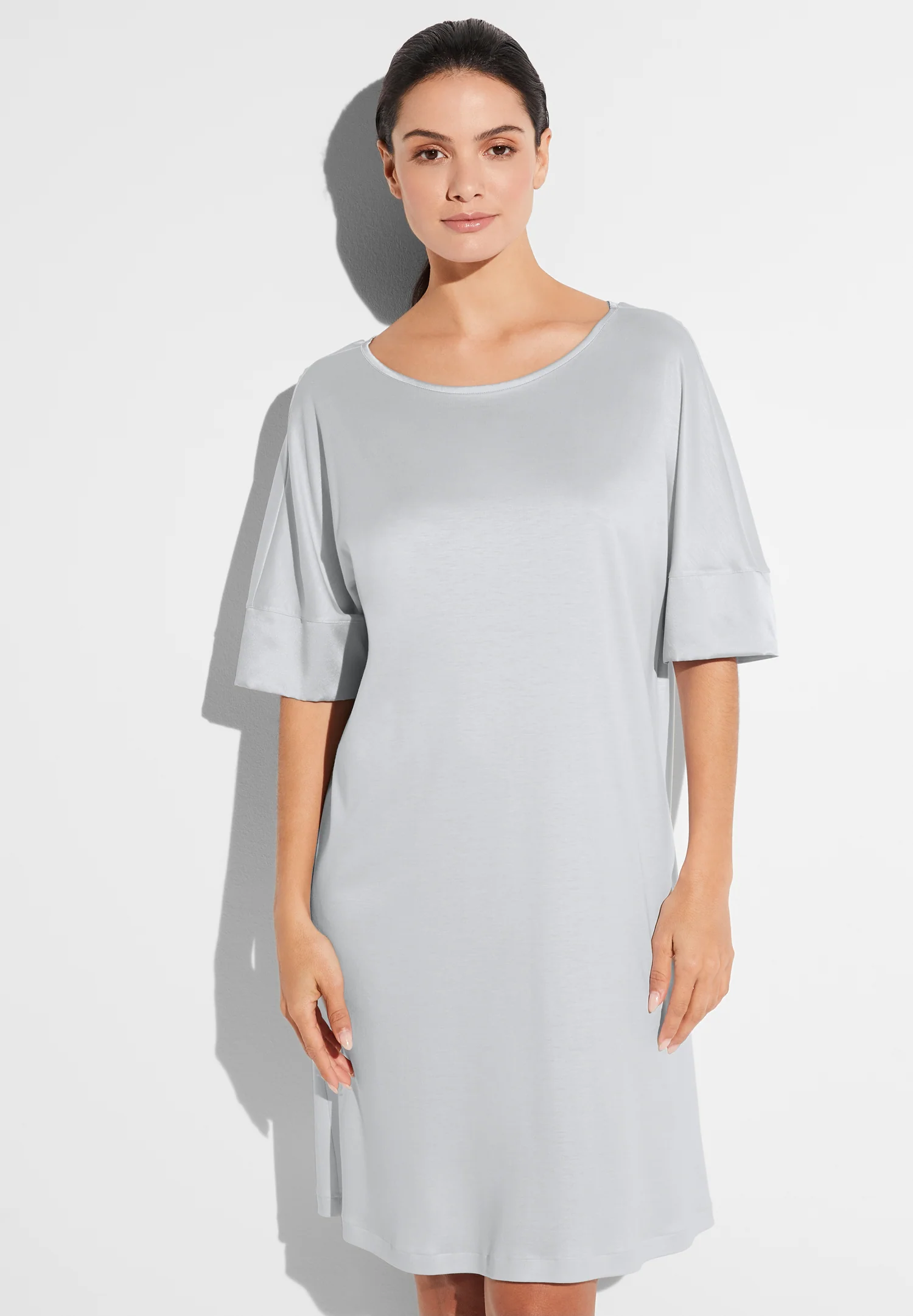 Silk Dreams | Sleepshirt kurzarm - grey marble