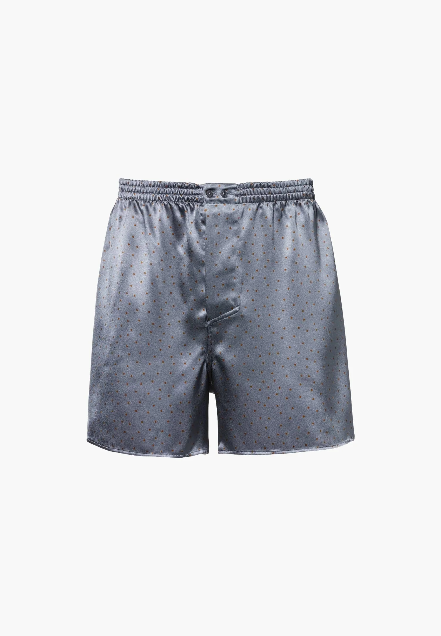 Silk Nightwear | Boxer Shorts - brown dots - Image 2