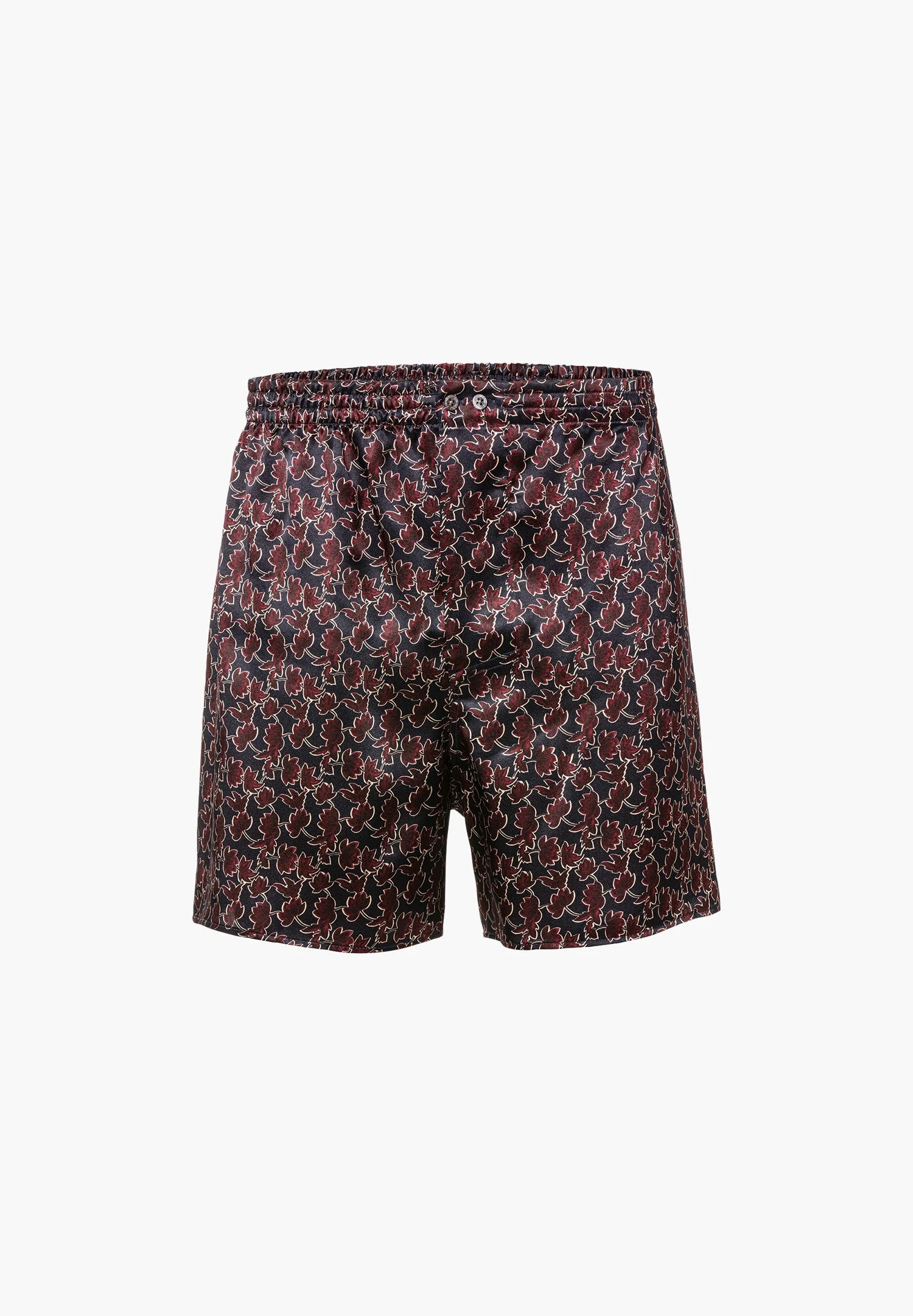 Silk Nightwear | Boxer Shorts - leaves - Image 2