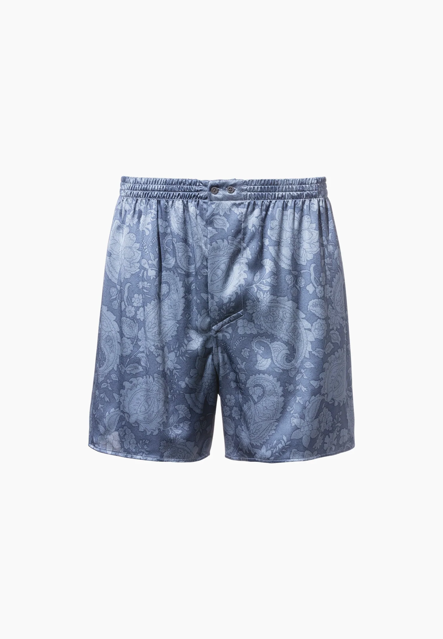 Silk Nightwear | Boxer Shorts - paisley blue - Image 2