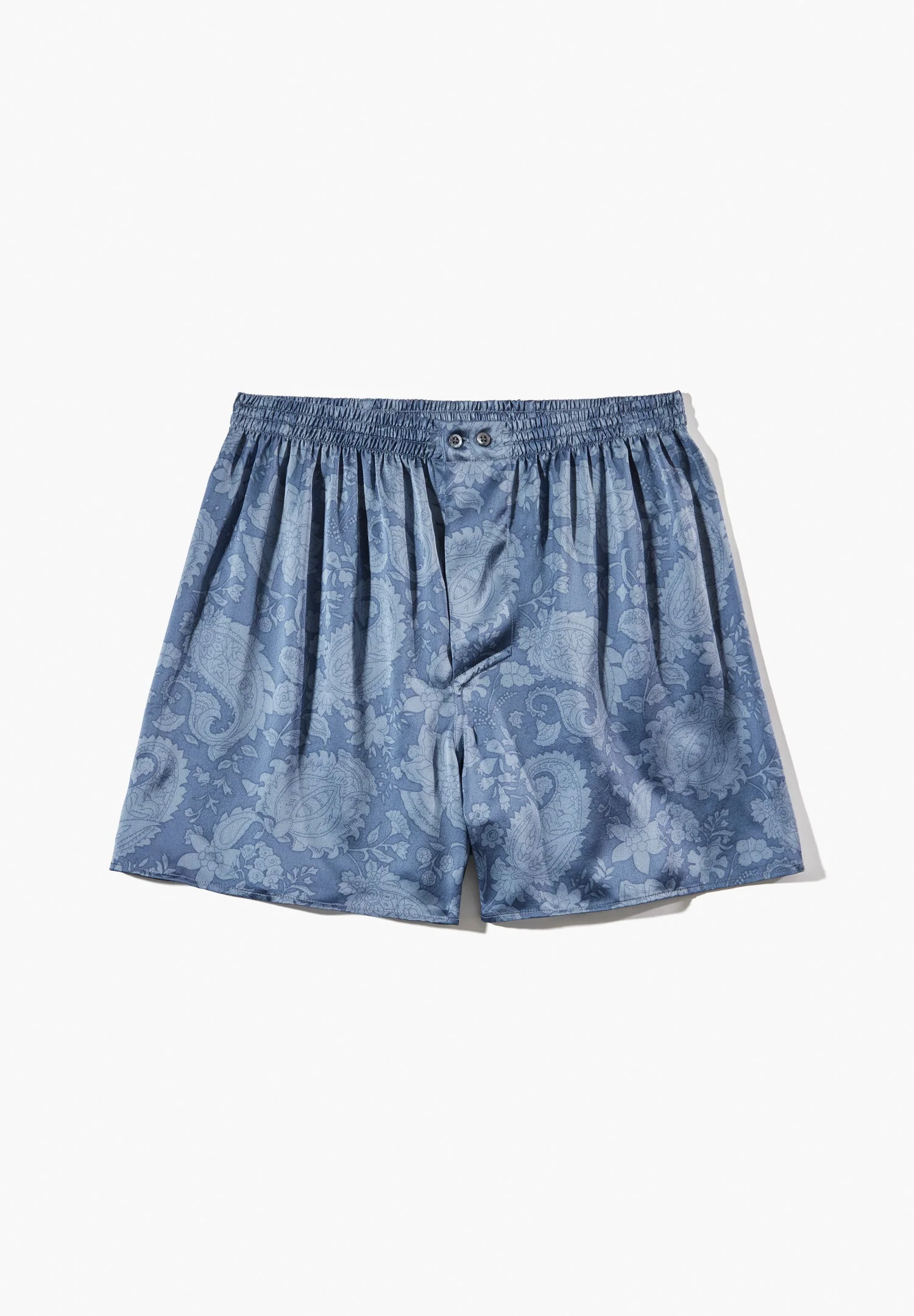 Silk Nightwear | Boxer Shorts - paisley blue - Image 4