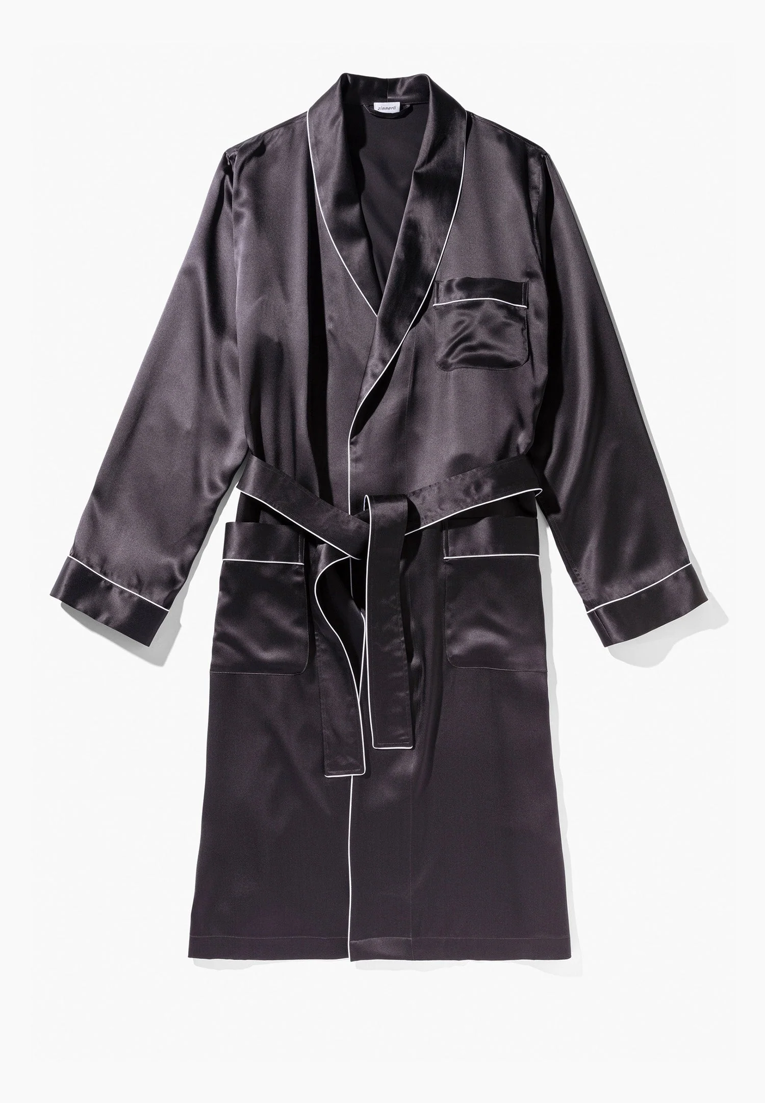 Silk Nightwear | Morgenmantel lang - anthrazit - Image 5