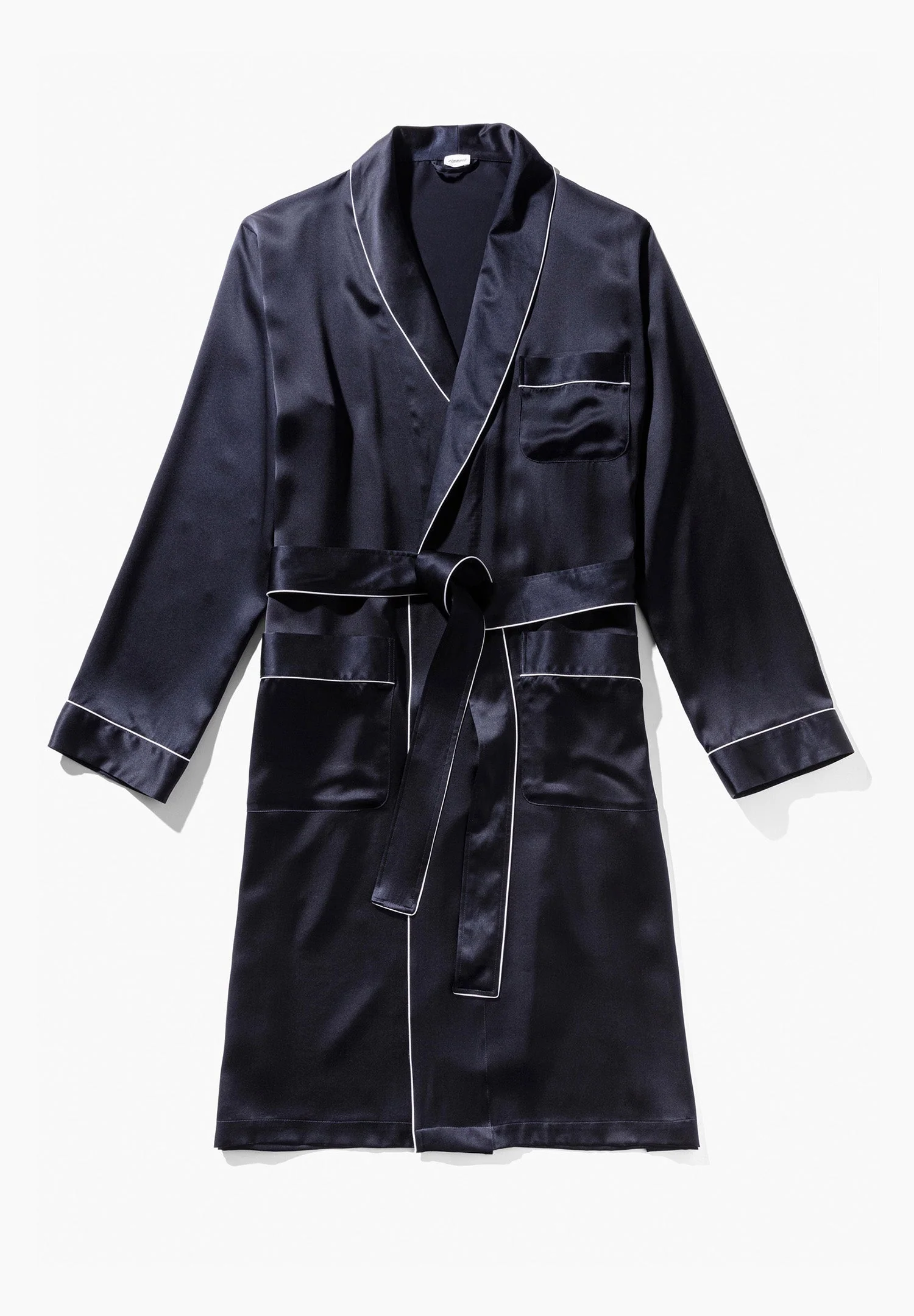 Silk Nightwear | Morgenmantel lang - navy - Image 6