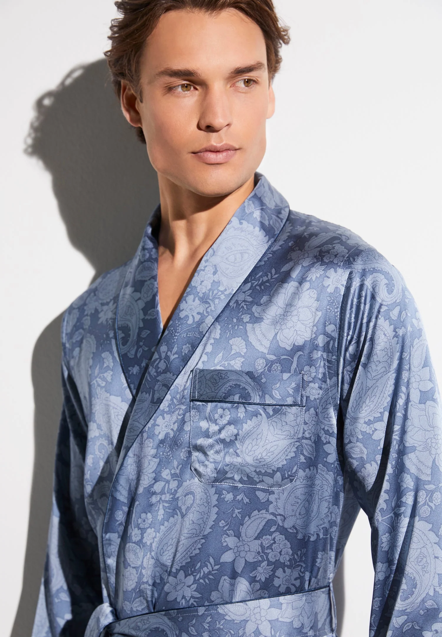 Silk Nightwear | Morgenmantel lang - paisley blue - Image 3