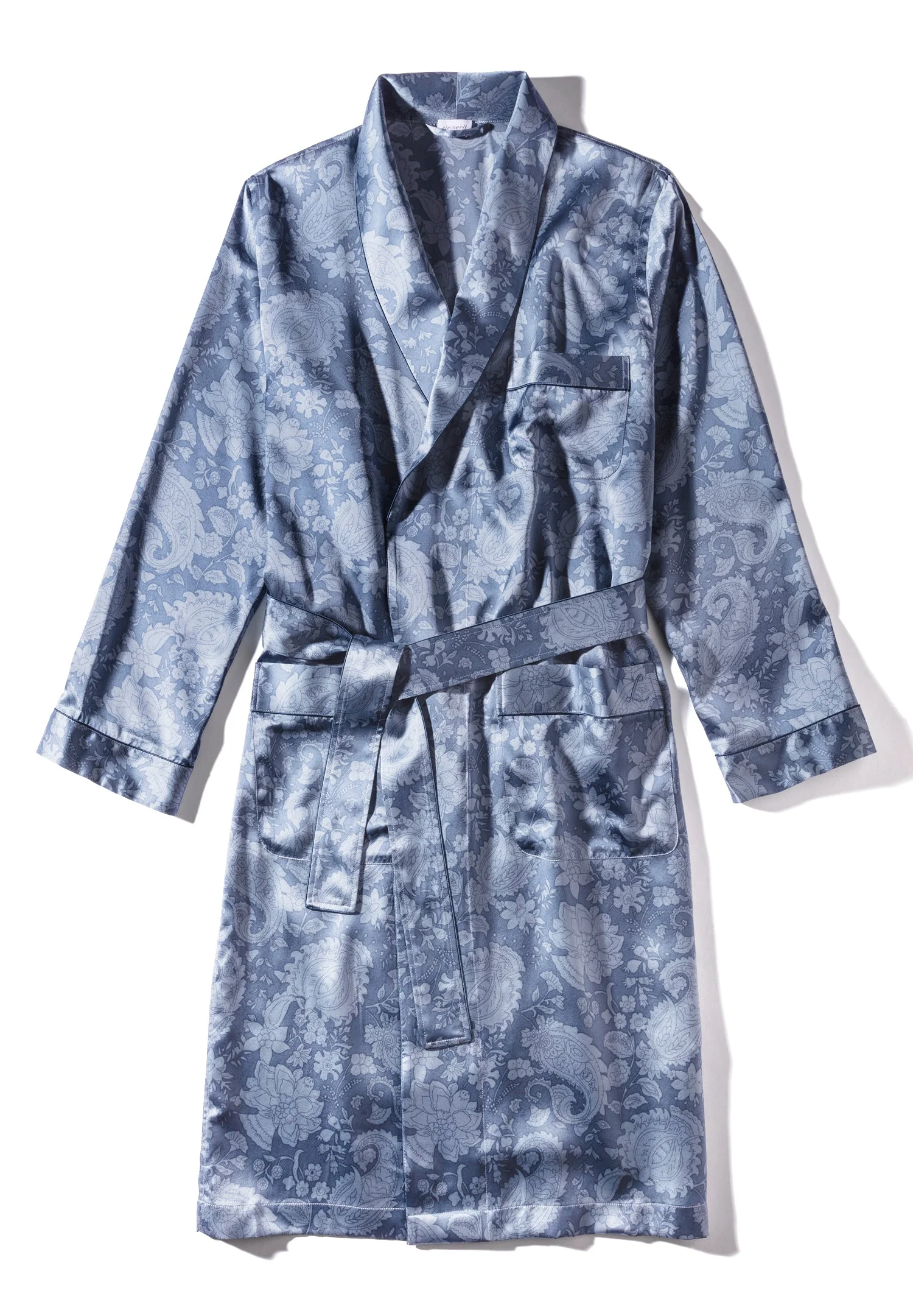 Silk Nightwear | Morgenmantel lang - paisley blue - Image 5