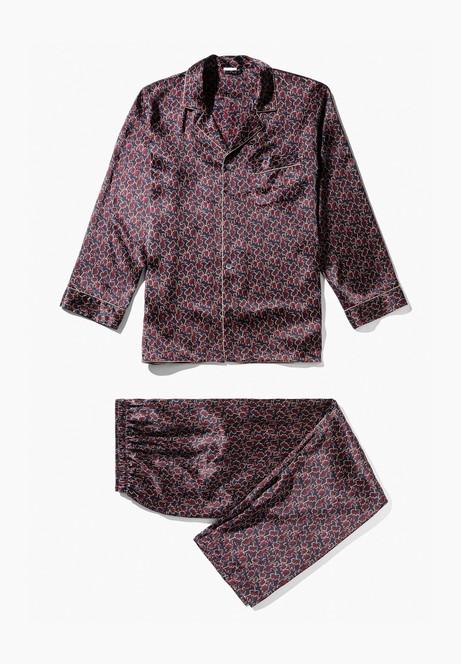 Silk Nightwear | Pyjama lang - leaves - Image 4