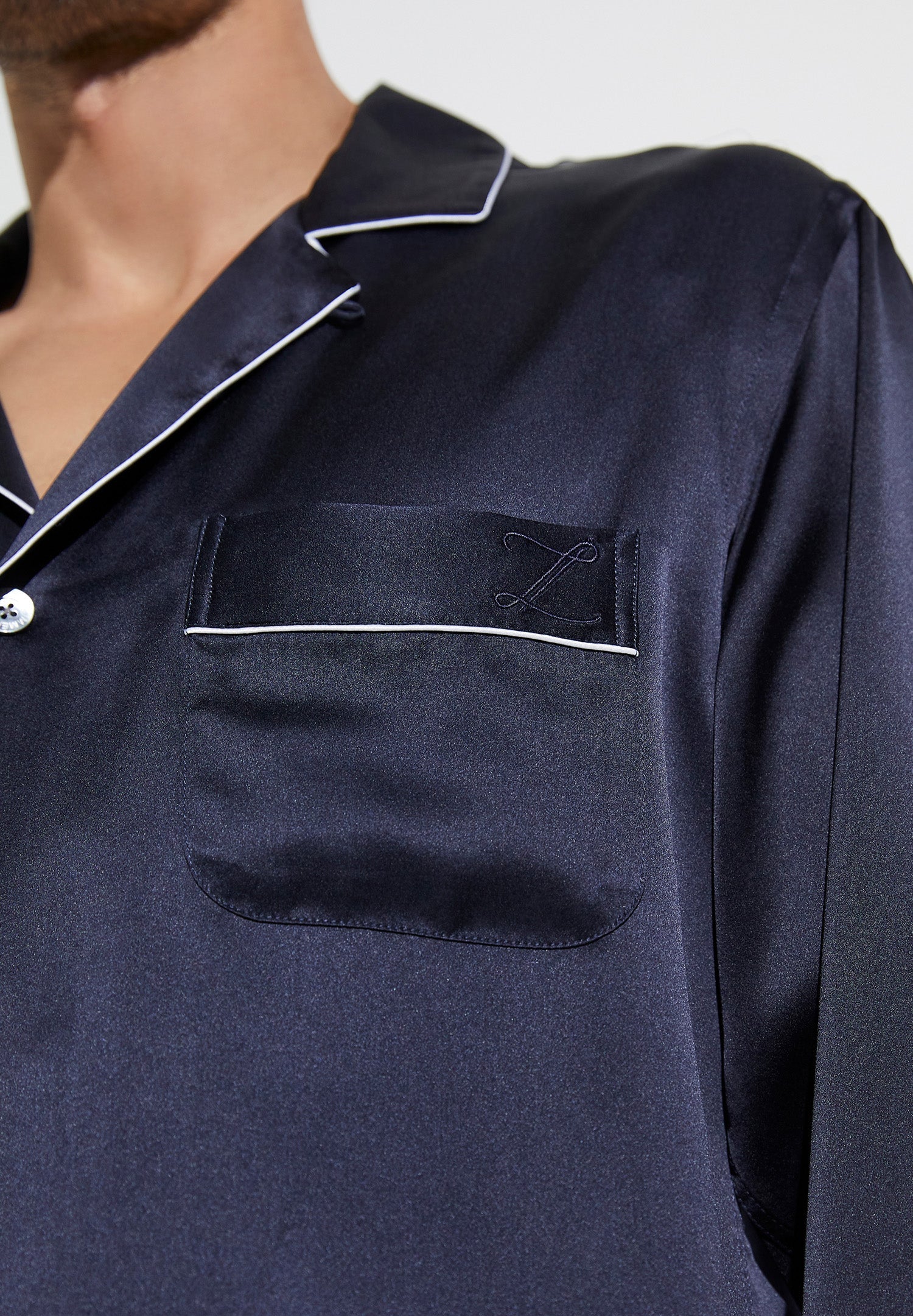 Silk Nightwear | Pyjama lang - navy - Image 3