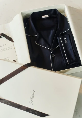 Silk Nightwear | Pyjama lang - navy - Image 5