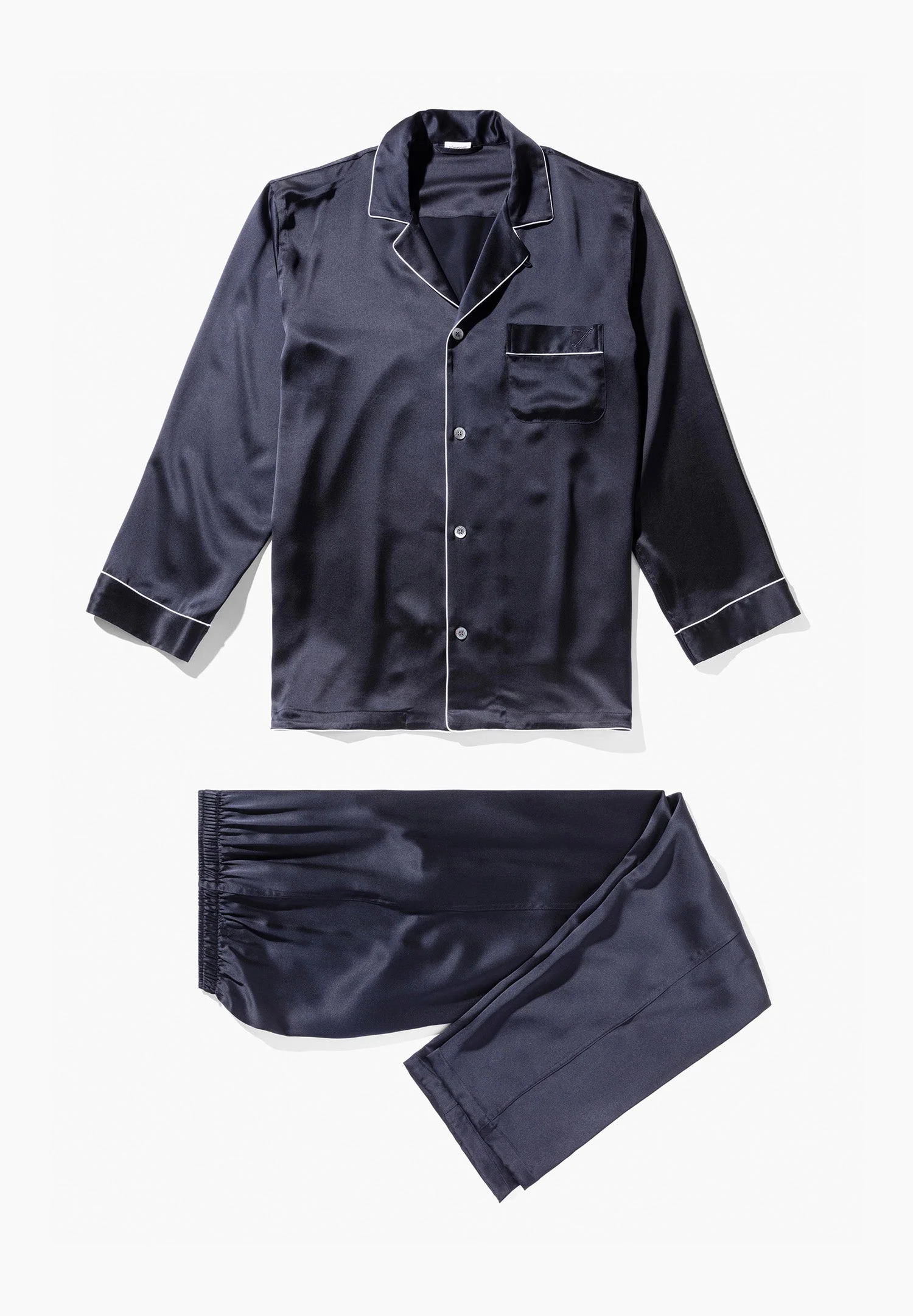 Silk Nightwear | Pyjama lang - navy - Image 6