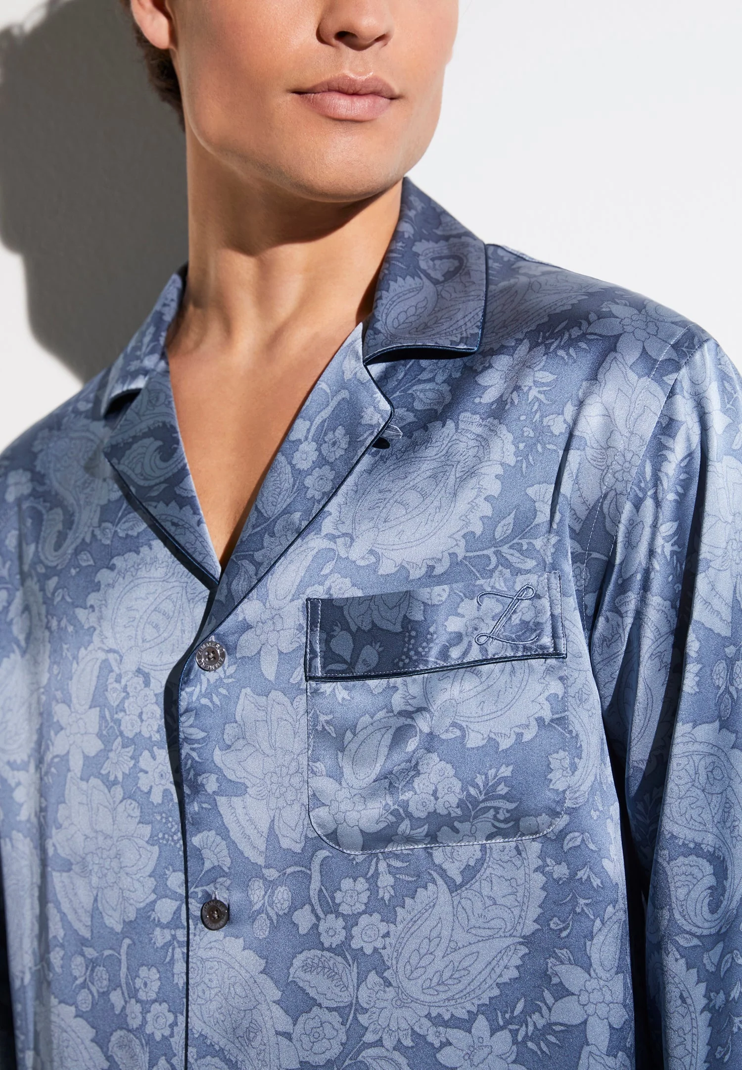 Silk Nightwear | Pyjama lang - paisley blue - Image 3