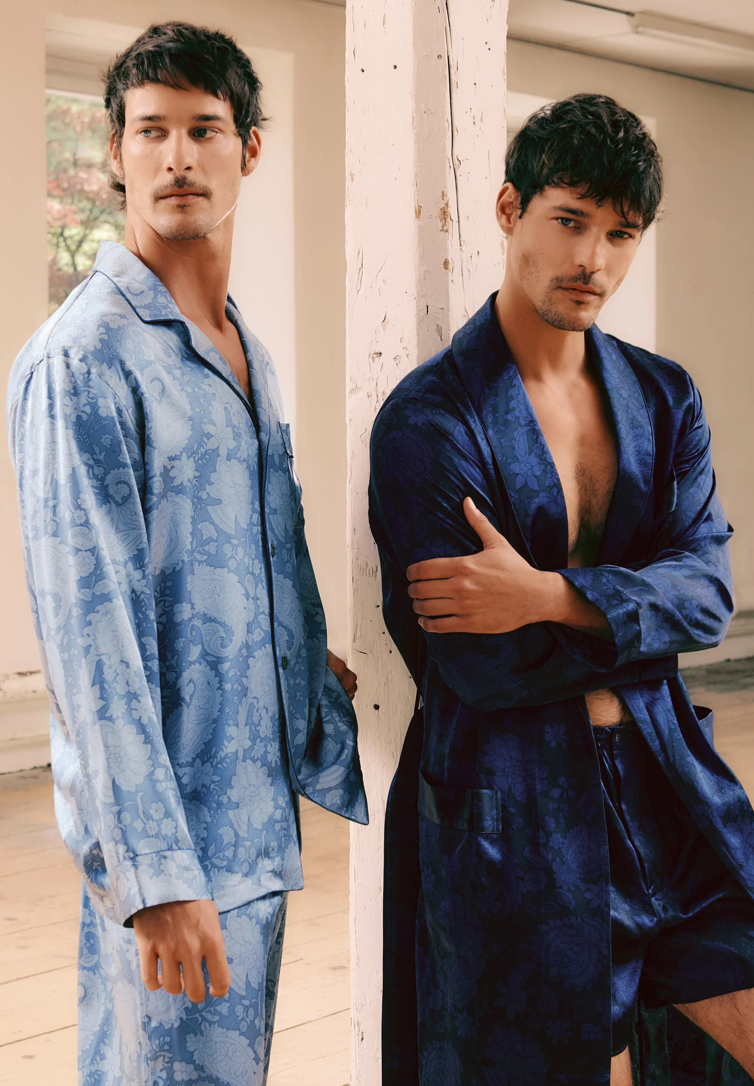 Silk Nightwear | Pyjama lang - paisley blue - Image 4