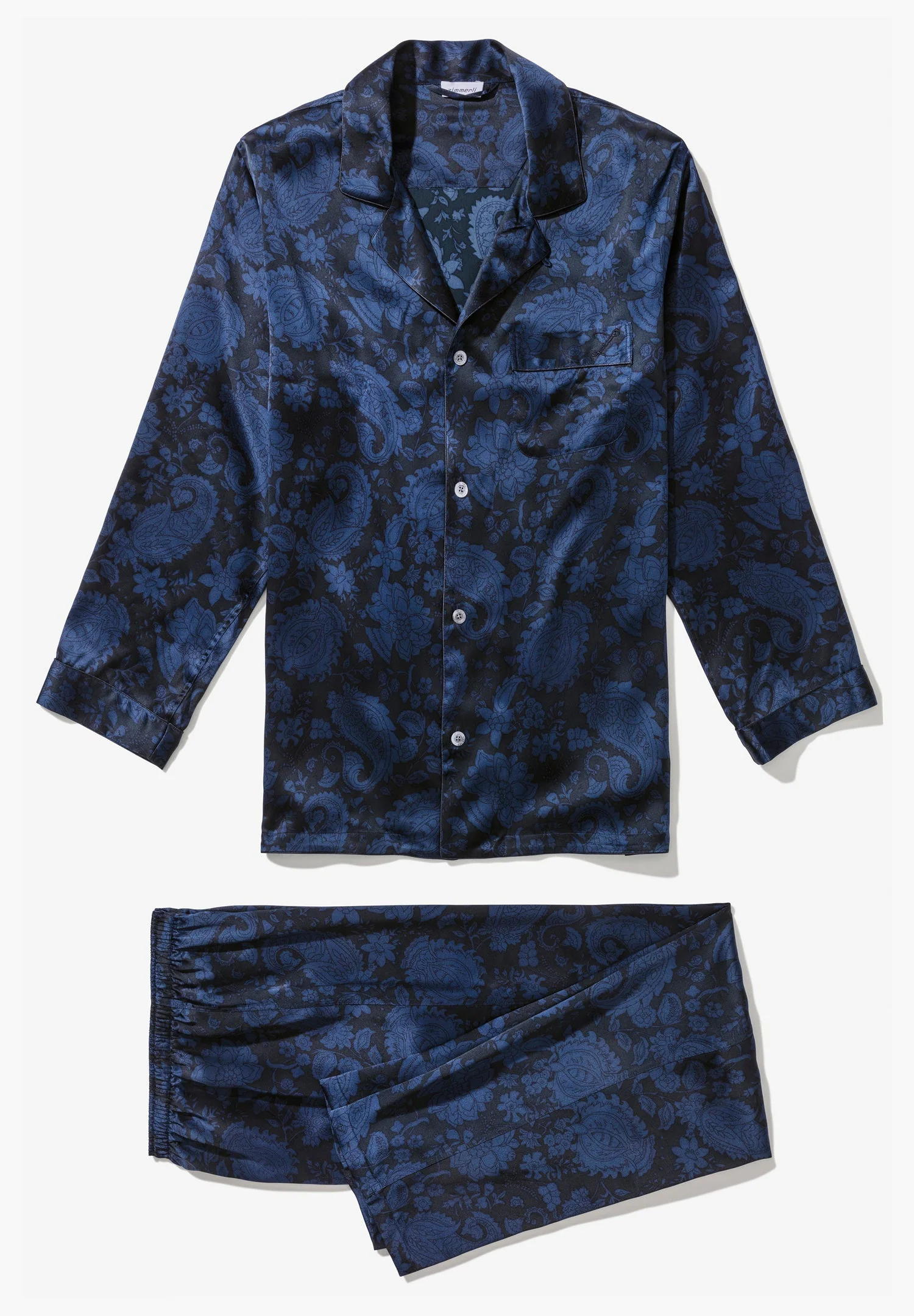 Silk Nightwear | Pyjama lang - paisley dark blue - Image 4