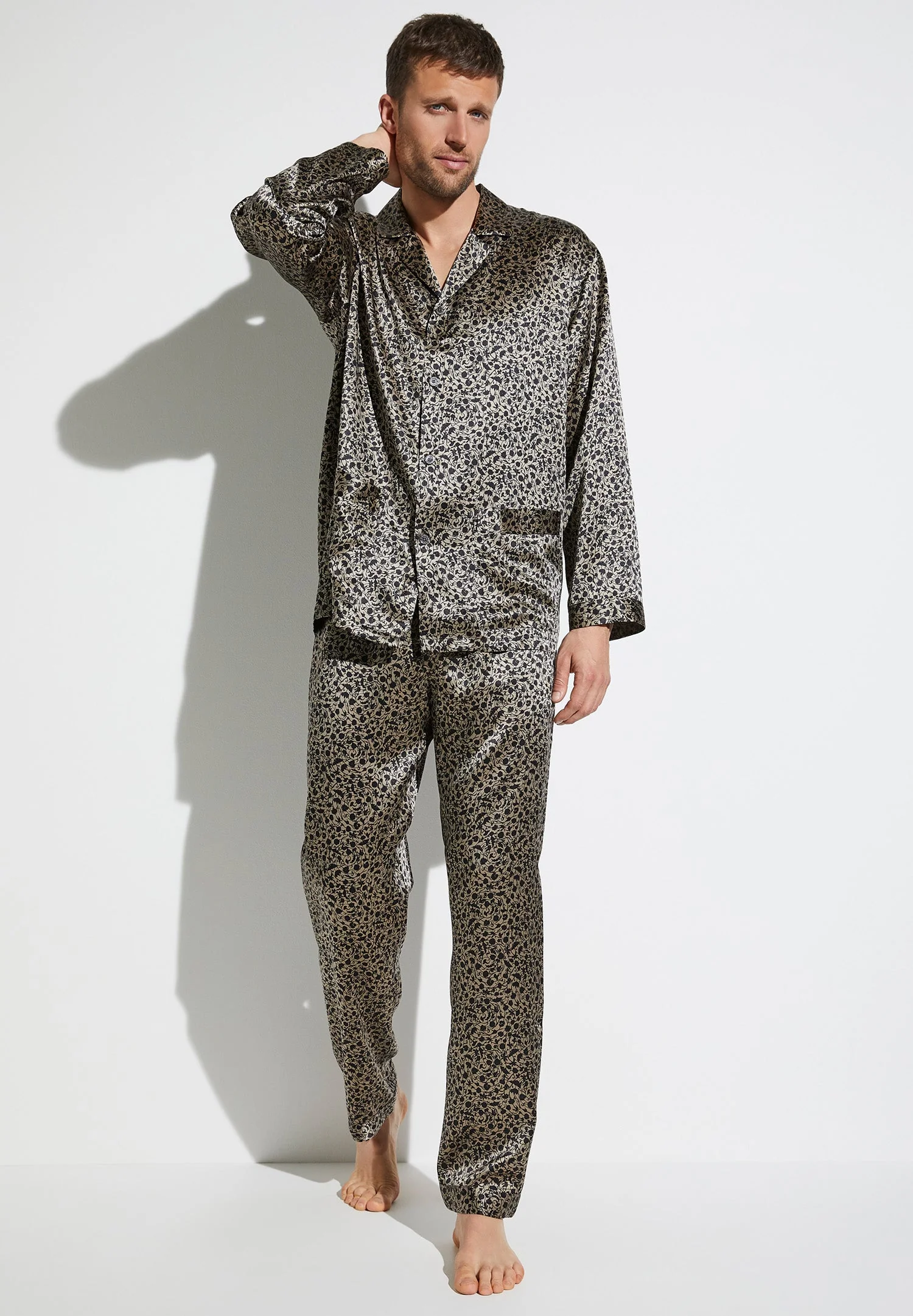 Silk Nightwear | Pyjama Long - brown-black