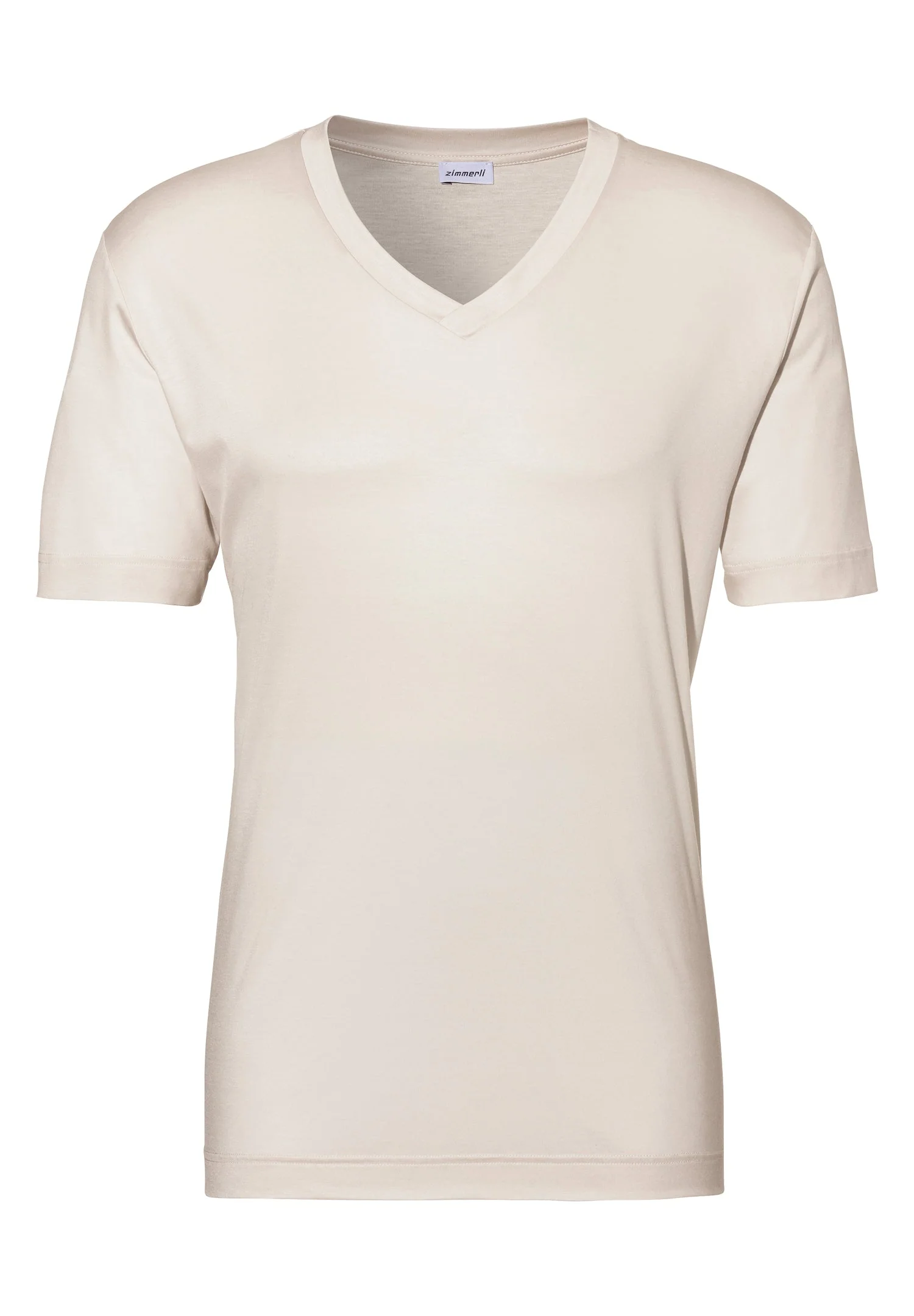 Sustainable Luxury | T-Shirt kurzarm V-Ausschnitt - almond latte - Image 2