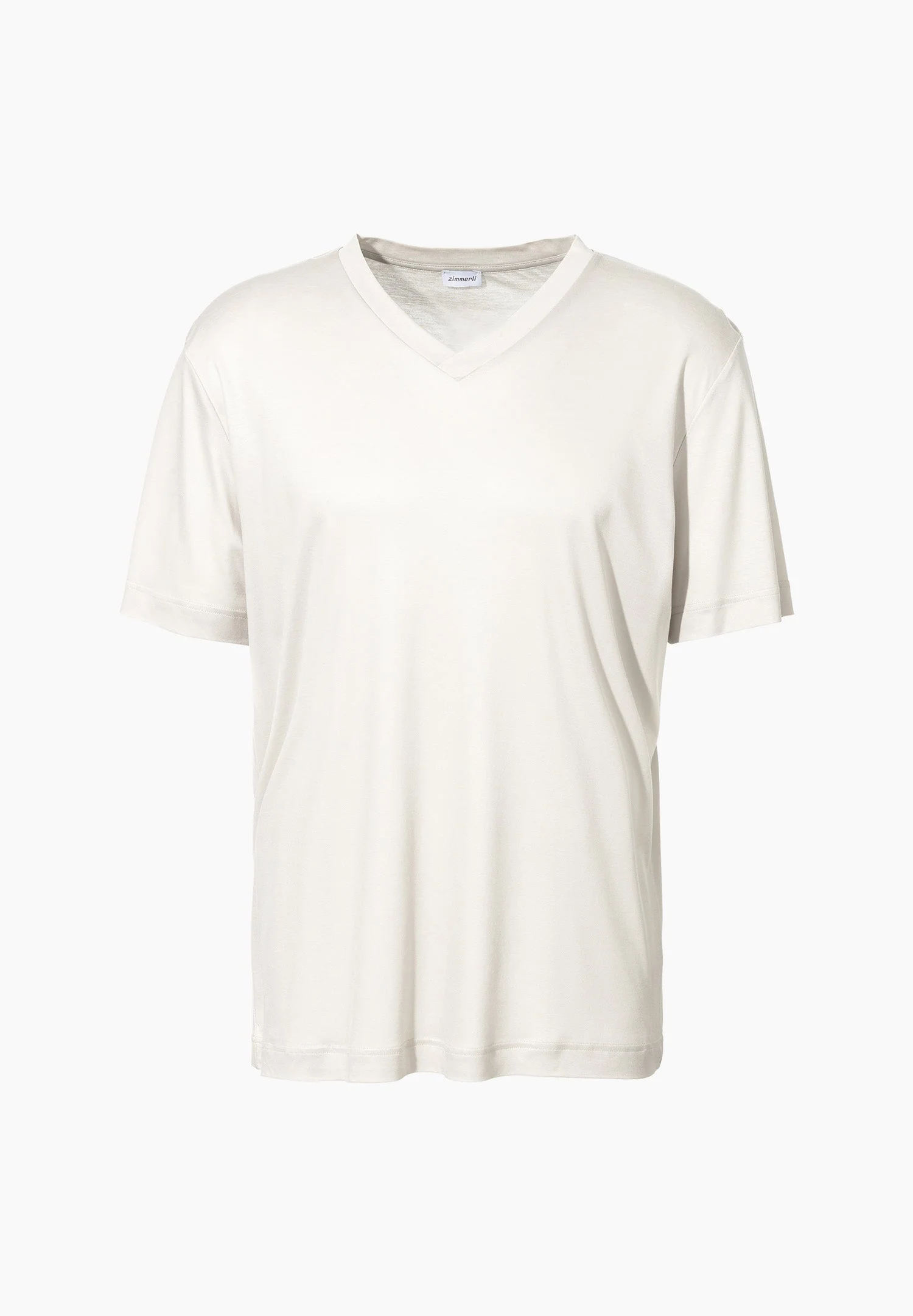 Sustainable Luxury | T-Shirt kurzarm V-Ausschnitt - light grey - Image 2