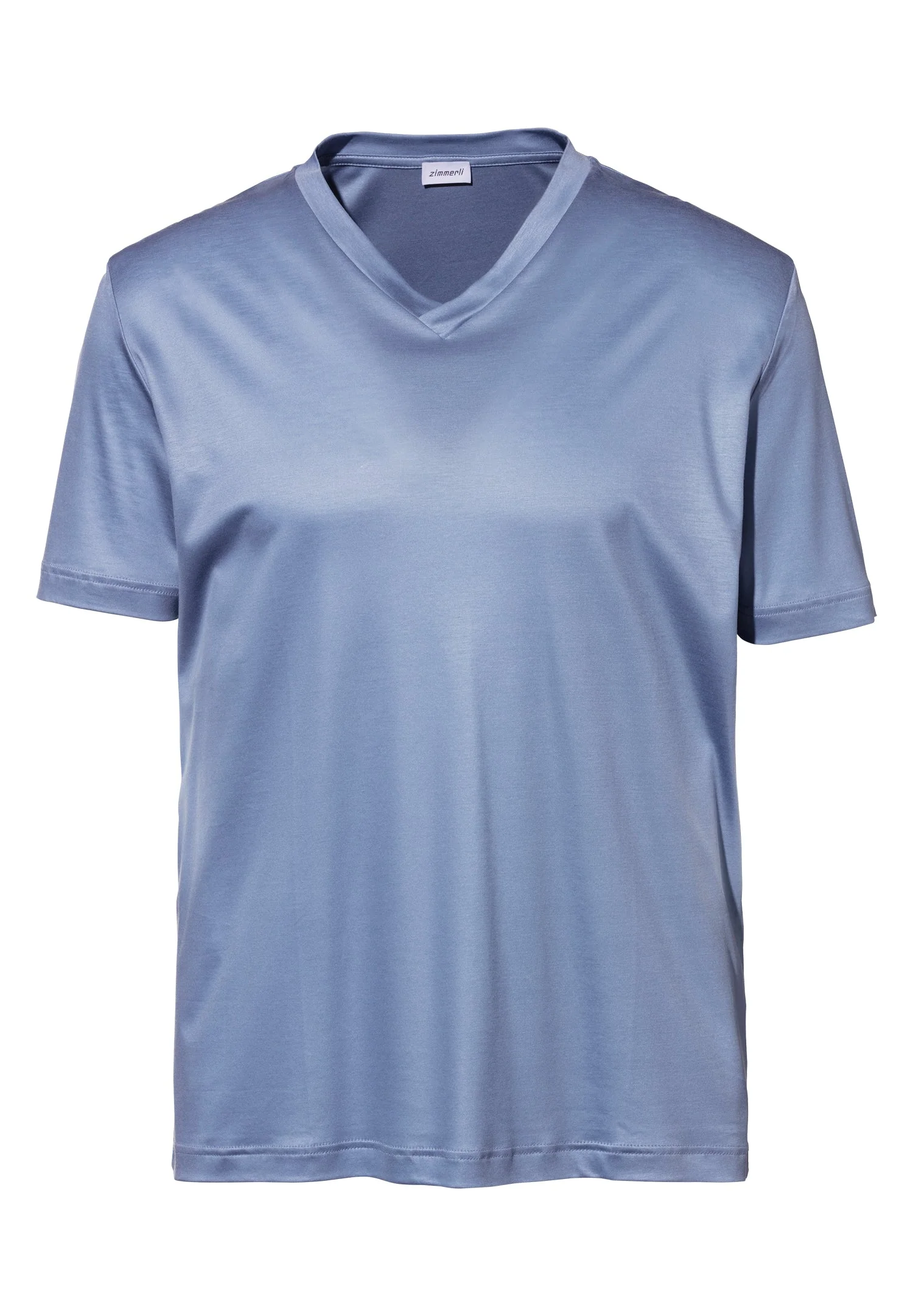 Sustainable Luxury | T-Shirt kurzarm V-Ausschnitt - sky blue - Image 2
