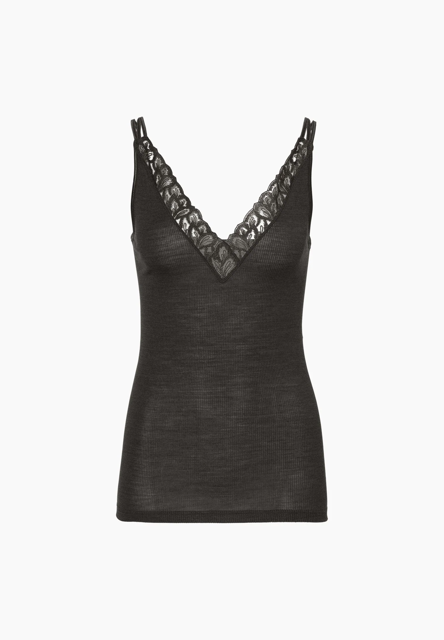 Wool & Silk | Spaghetti Top - black olive - Image 2