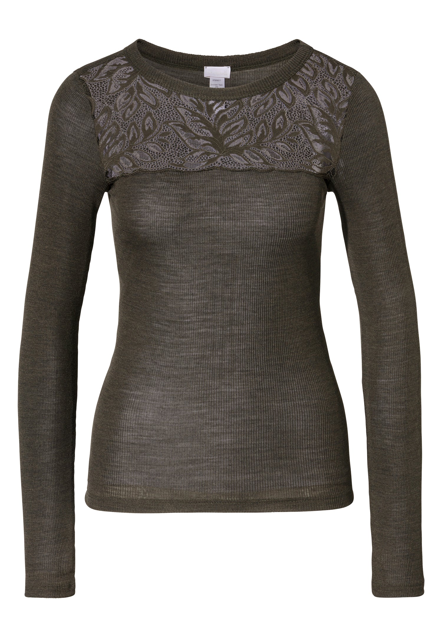 Wool & Silk | T-Shirt langarm - black olive - Image 2