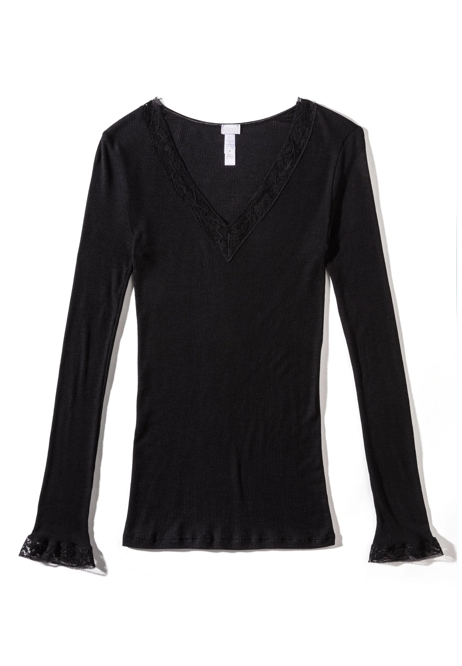 Wool & Silk | T-Shirt langarm V-Ausschnitt - schwarz - Image 6